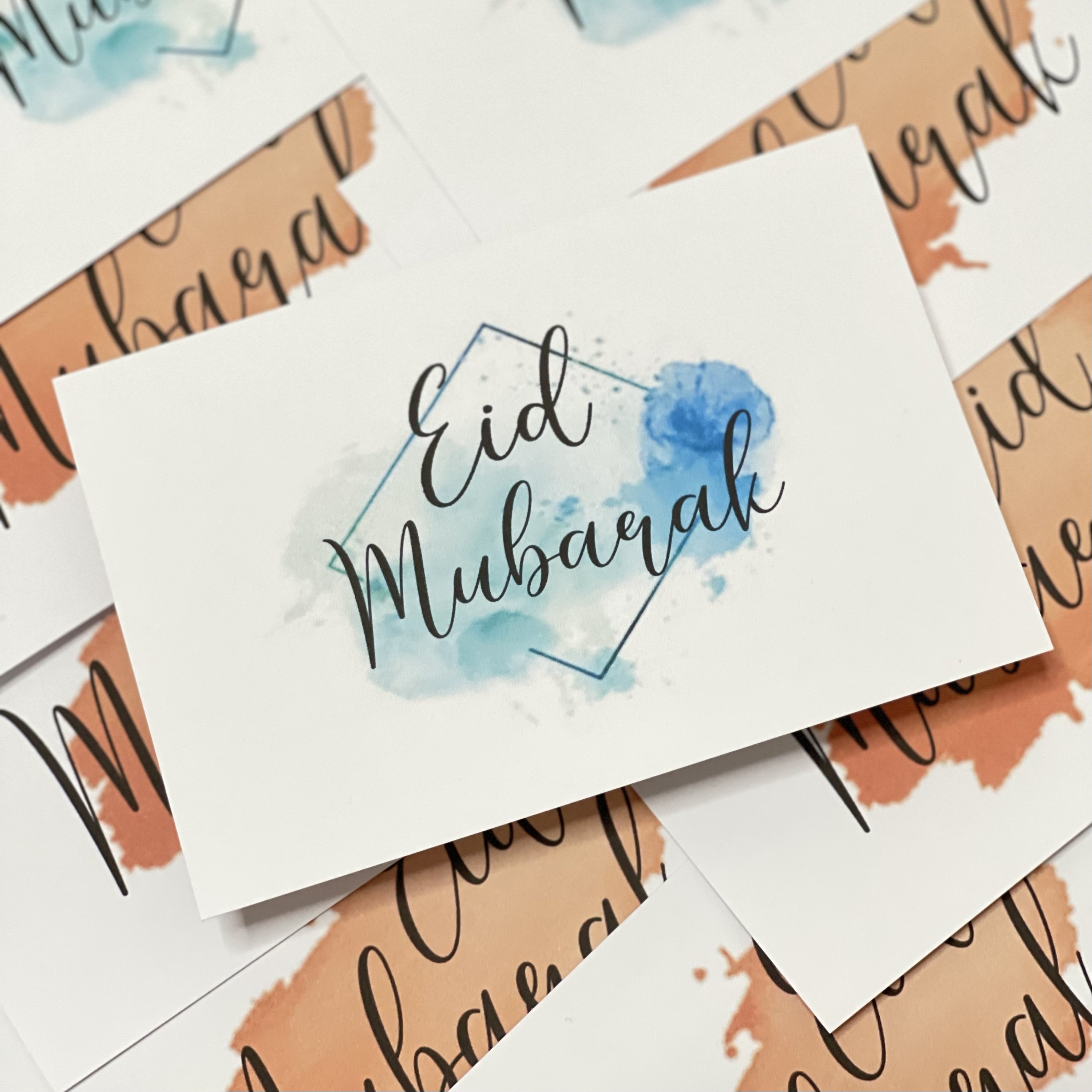 Blue Watercolour Eid Card