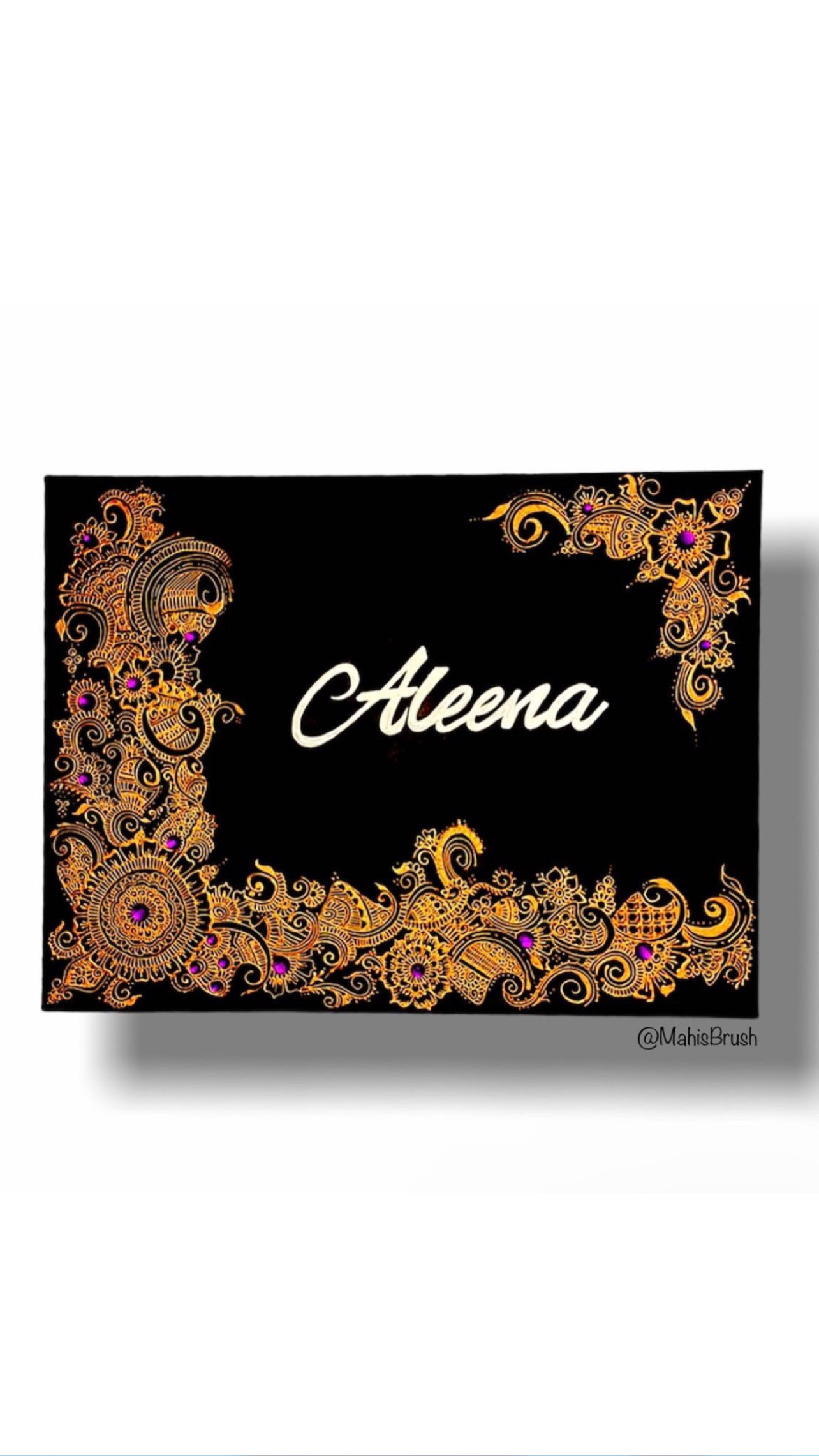 Intricate Henna Design with Name | 40x30 cm