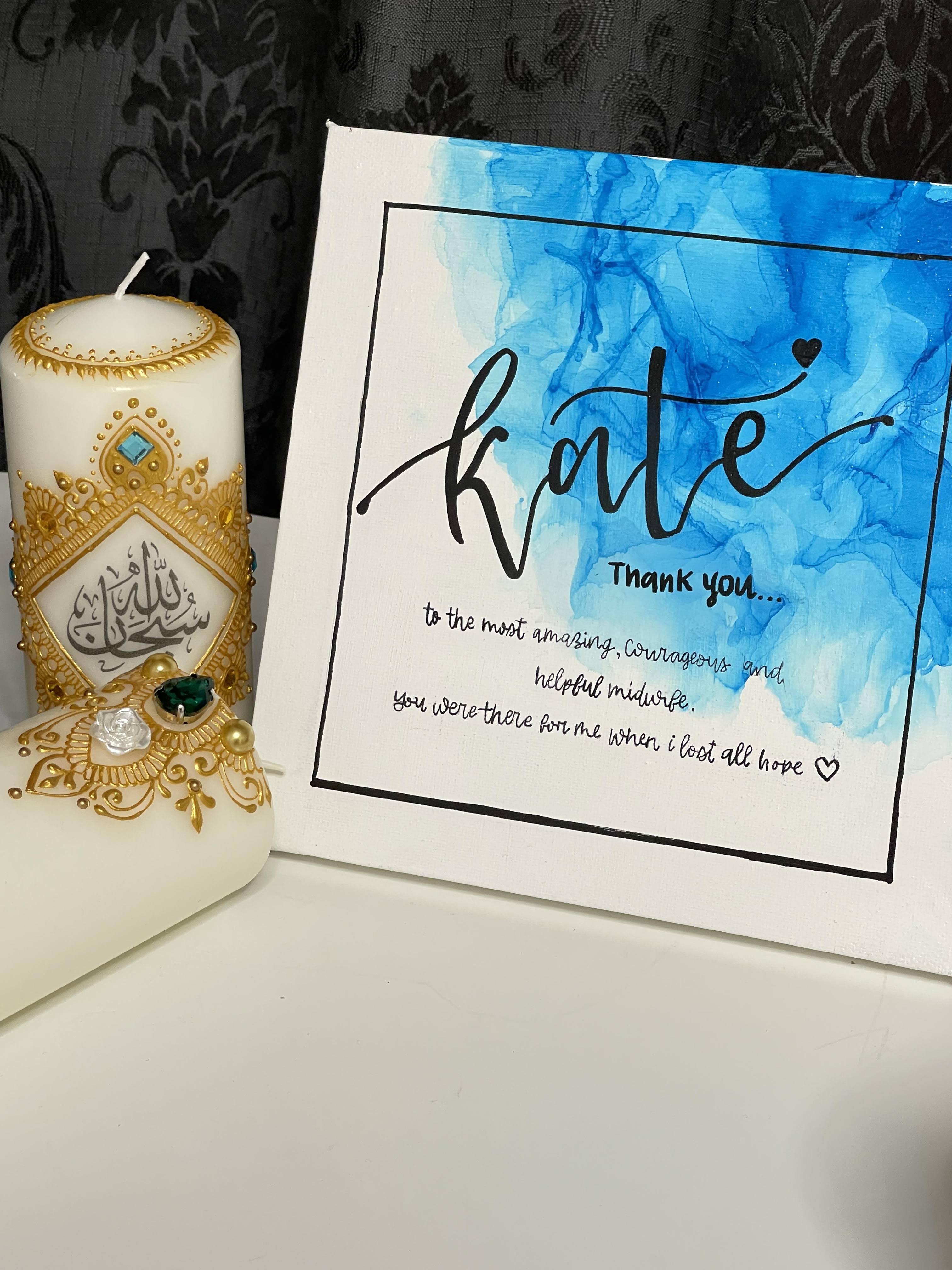 Abstract Art Painting with Name + Personal Message Canvas | 20 x 20 cm