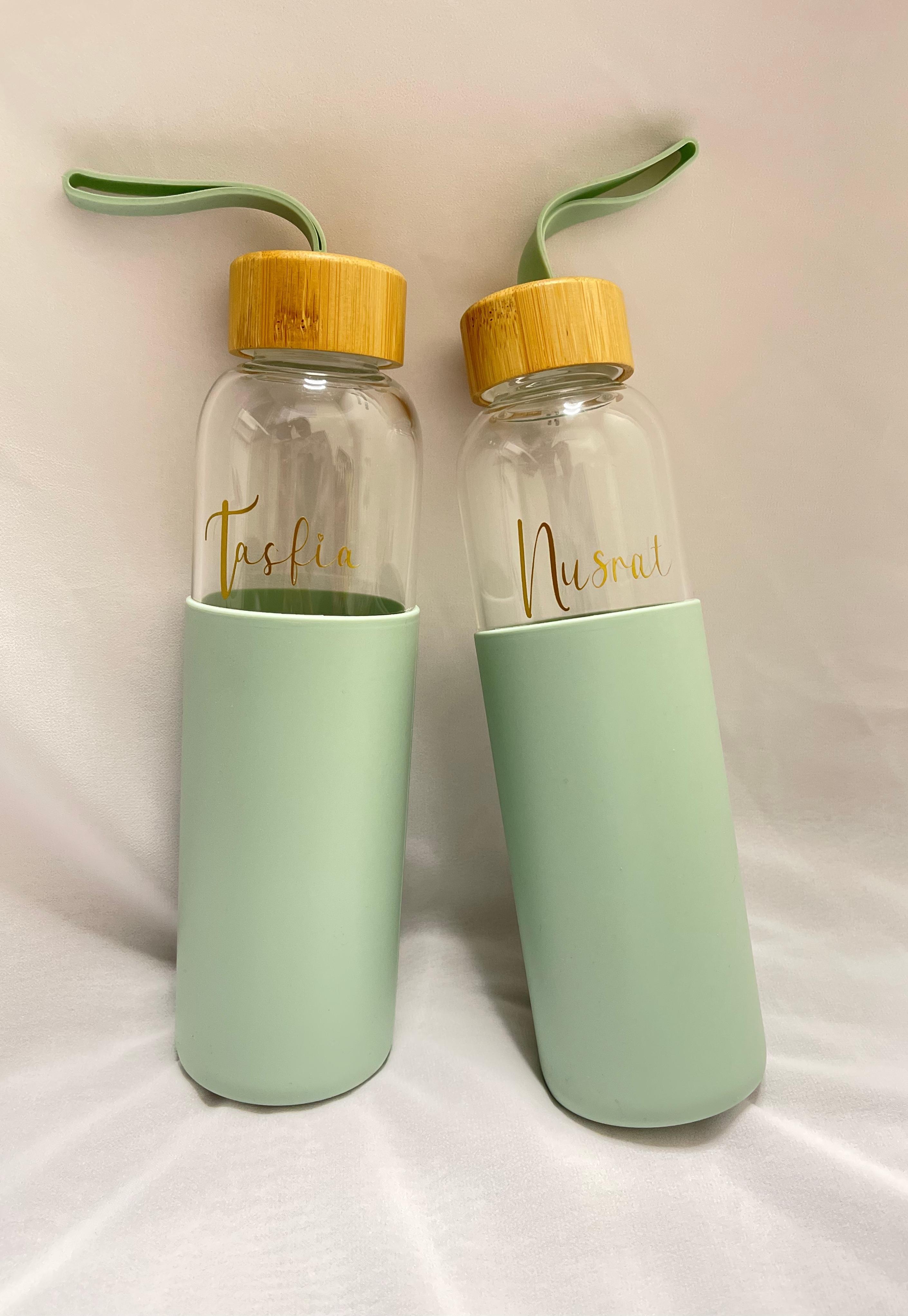 Personalised Glass Bottle with Bamboo lid | 600ml