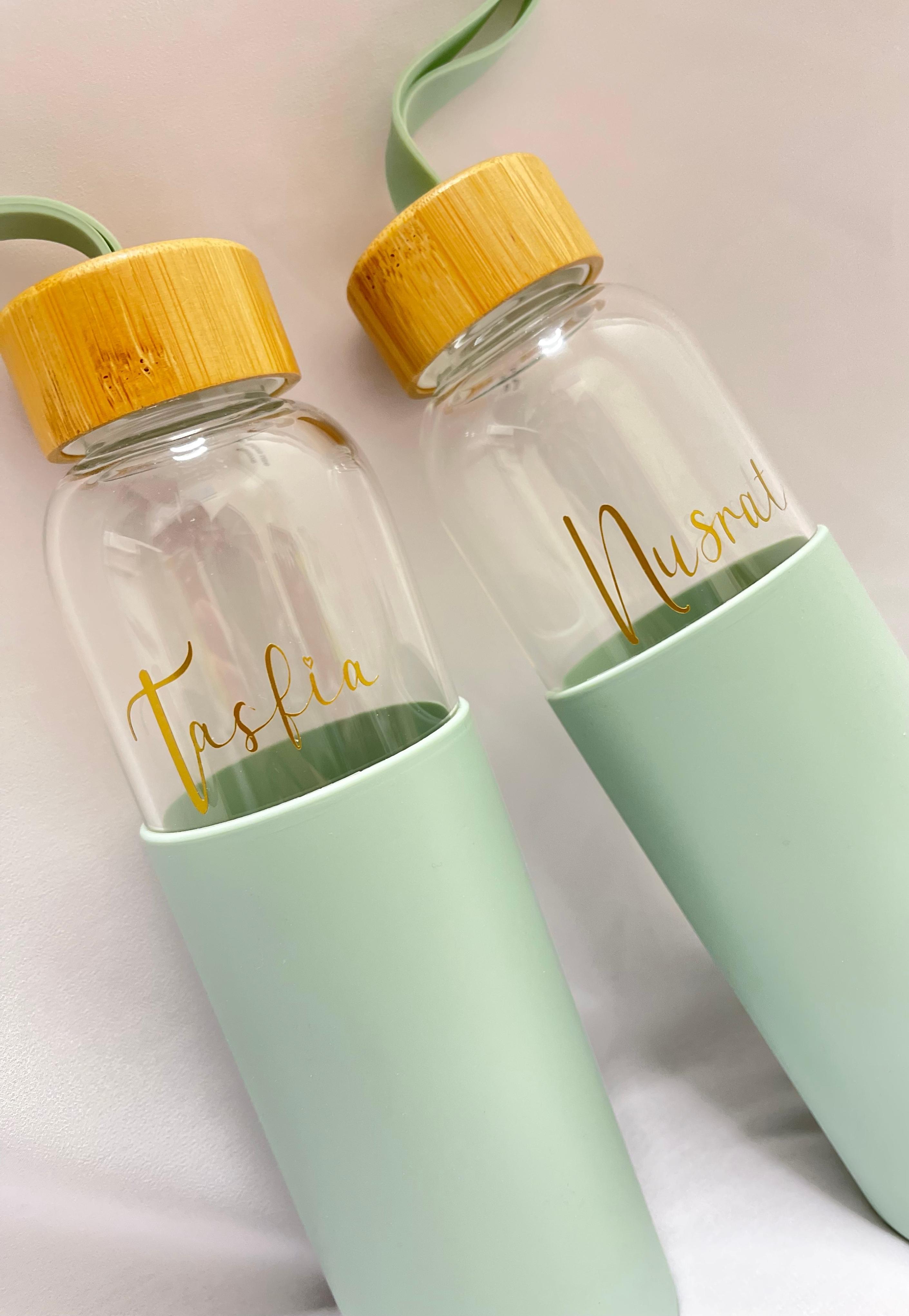 Personalised Glass Bottle with Bamboo lid | 600ml