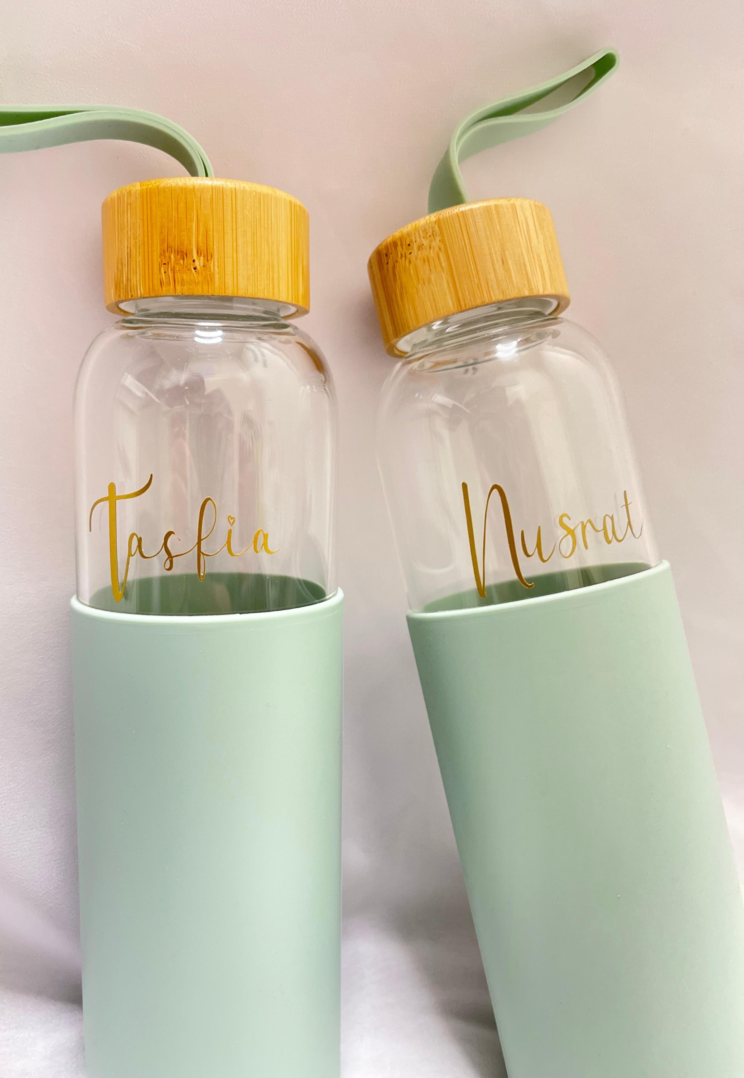 Personalised Glass Bottle with Bamboo lid | 600ml