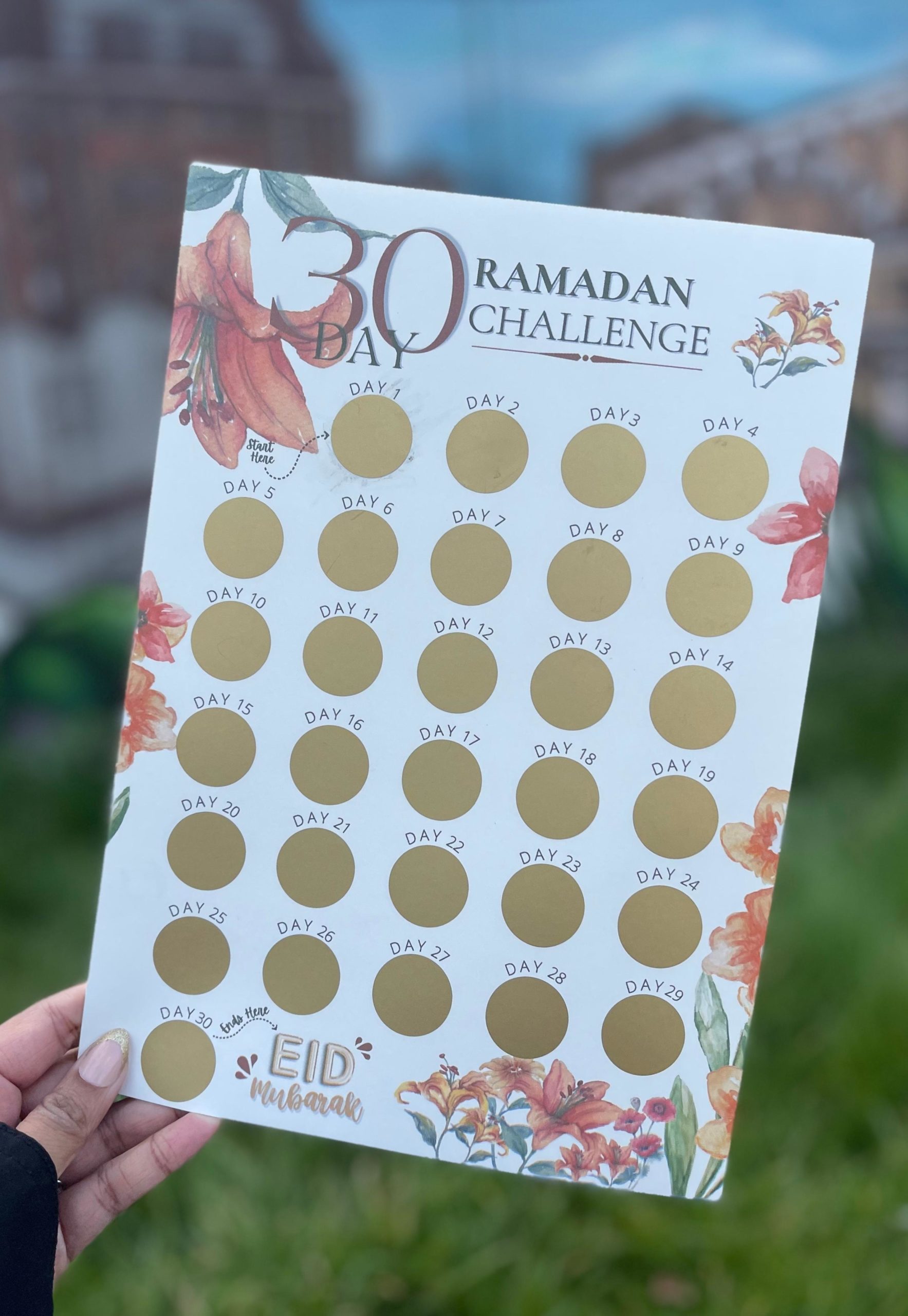 00054-2 Ramadan 30 days daily activity scratch card gift Islamic art