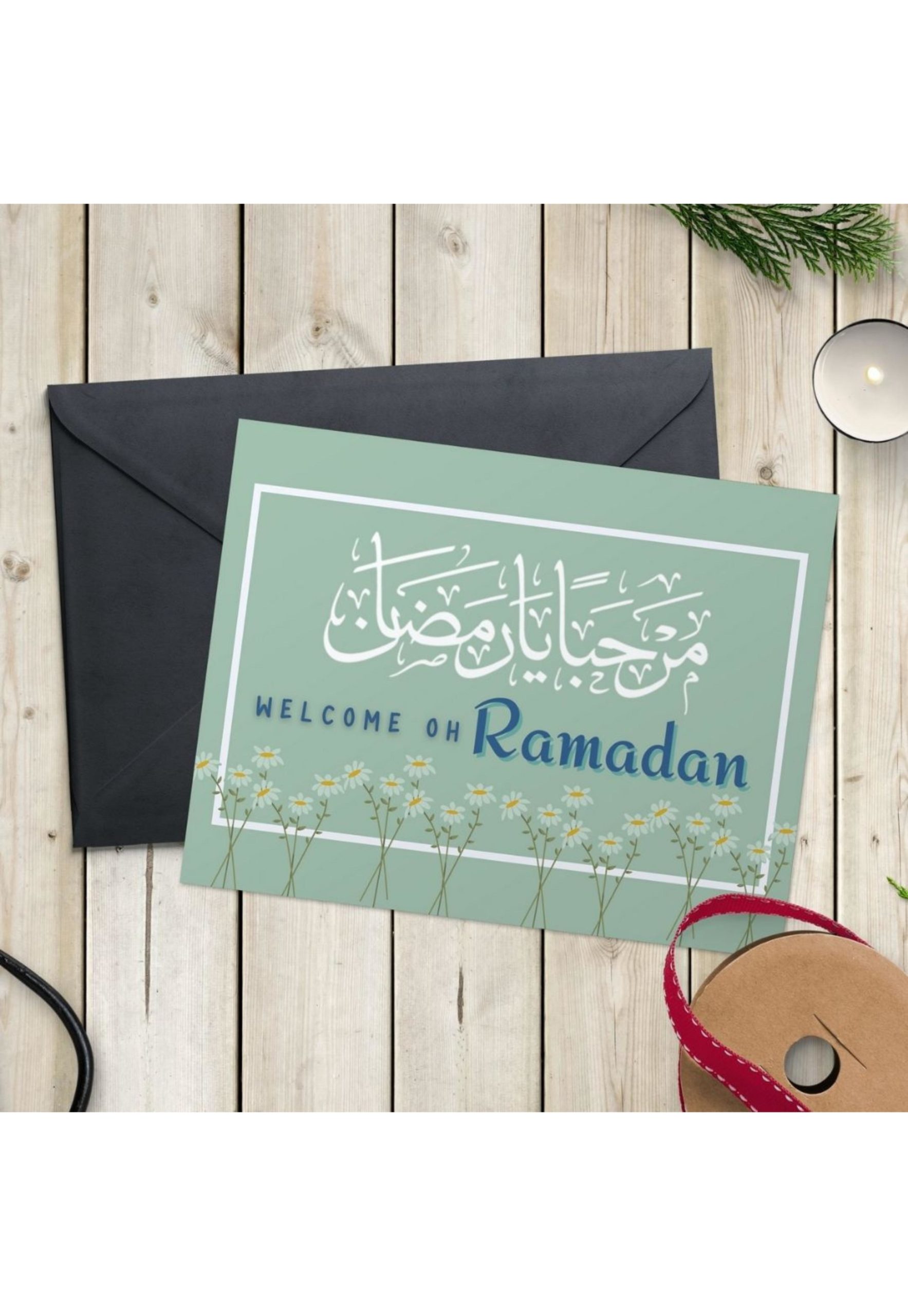 "Welcome Oh Ramadan" Card | Mint Green