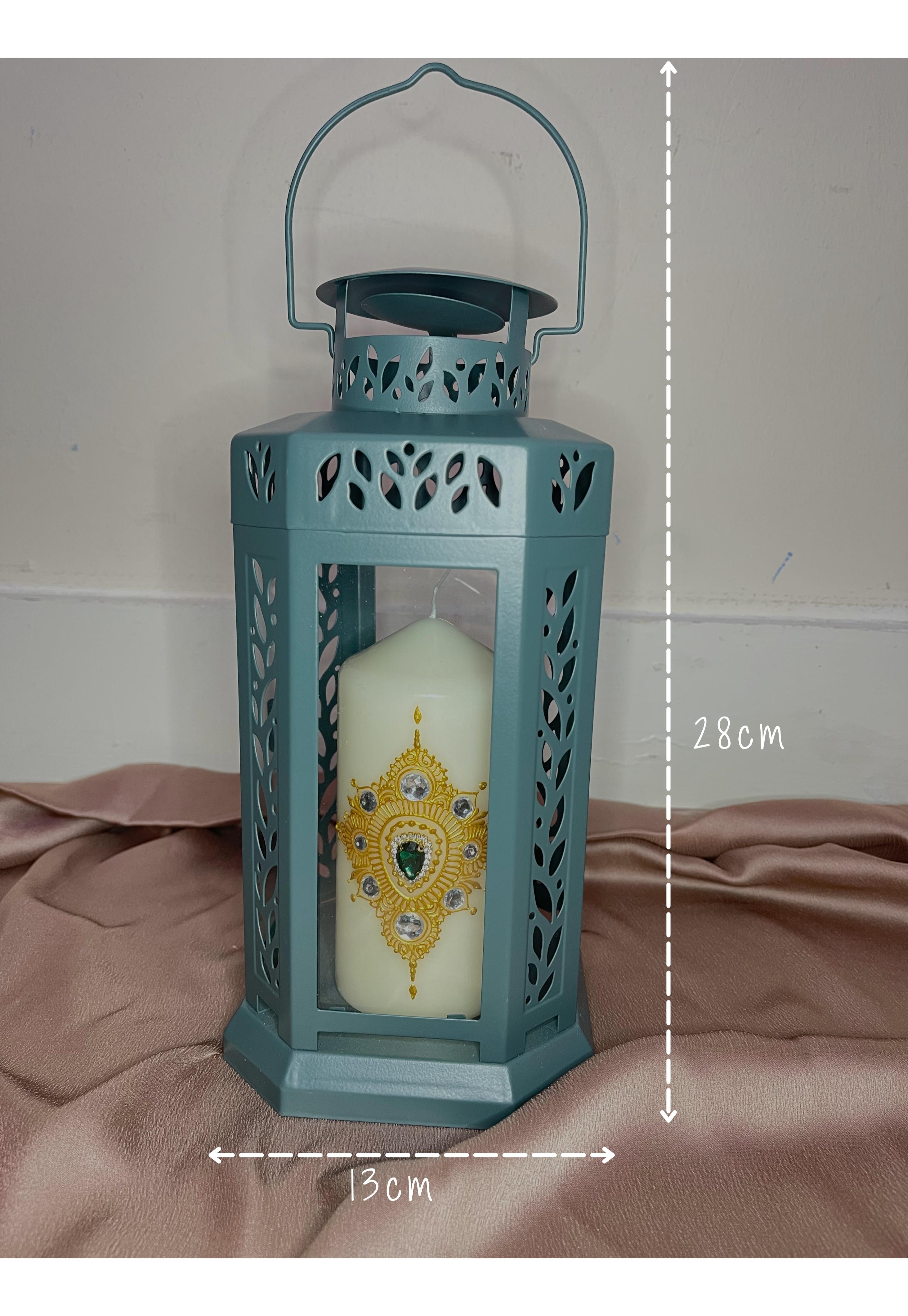 Henna Candle in Lantern | 15 x 28 cm