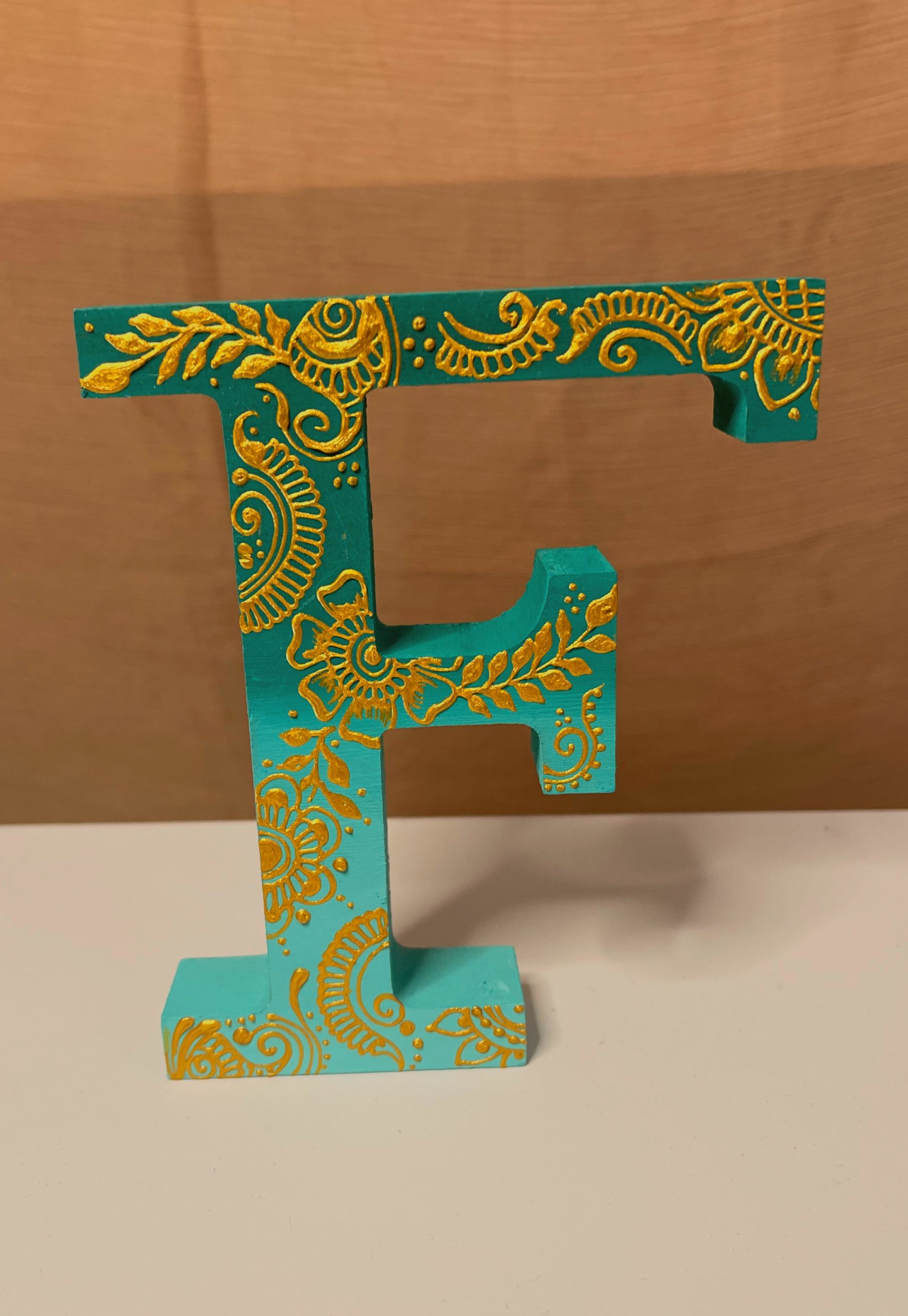 Ombré Henna Designed Wooden A-to-Z Alphabets | 13cm