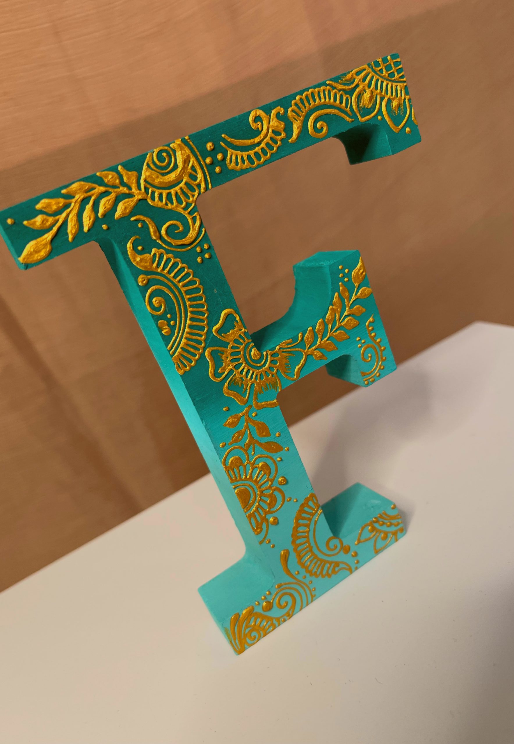 Ombré Henna Designed Wooden A-to-Z Alphabets | 13cm