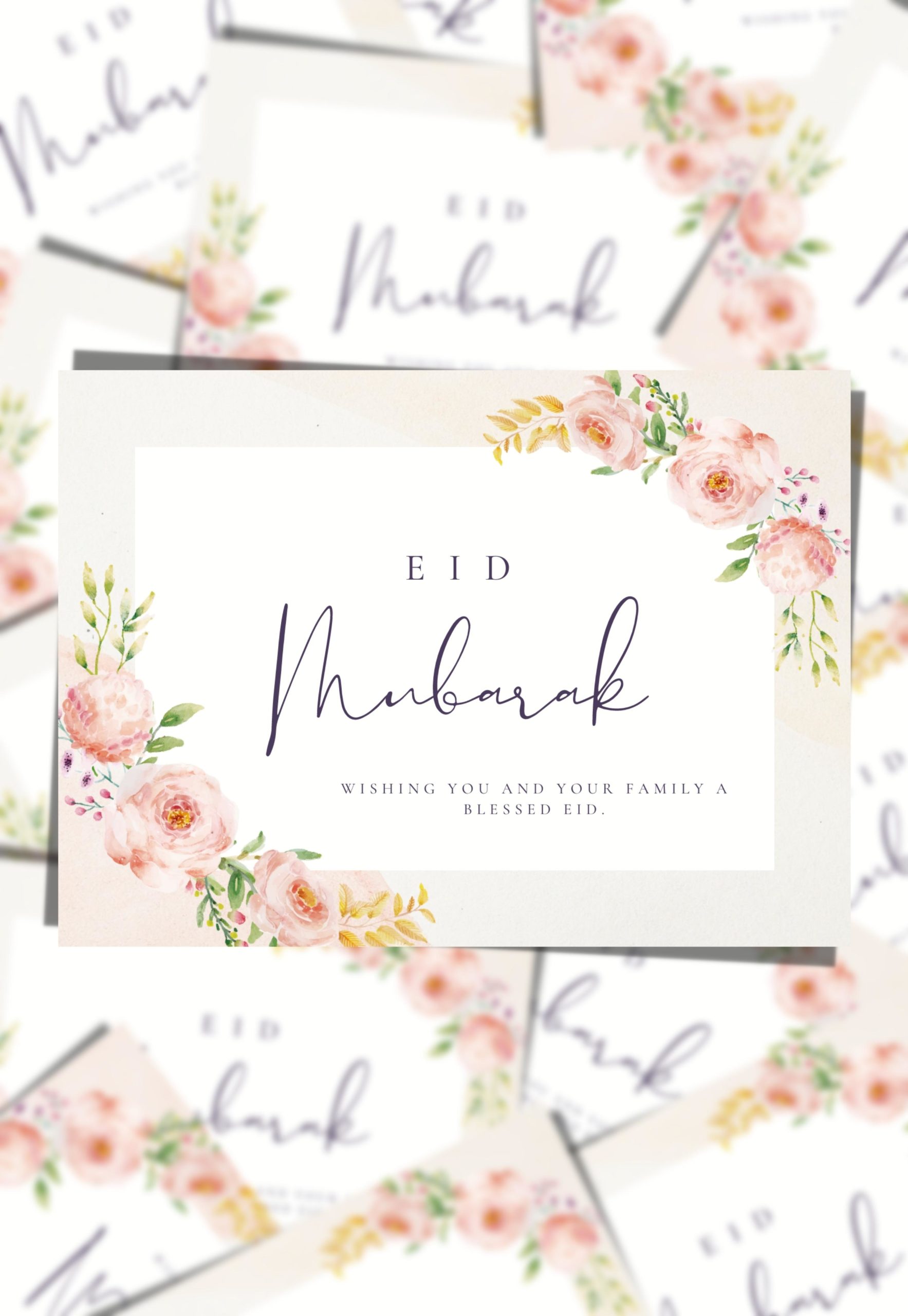 Pink Floral Eid Card