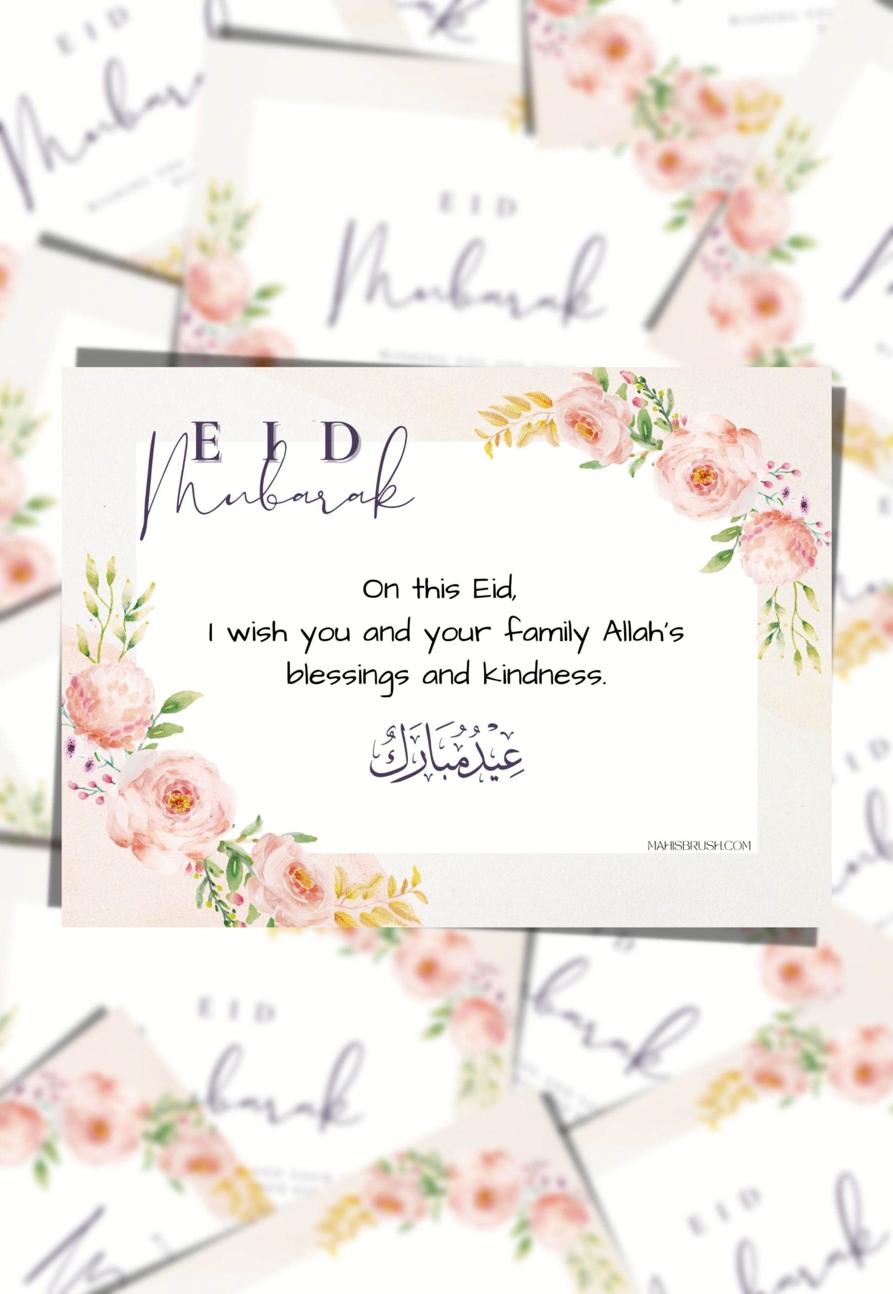 Pink Floral Eid Card