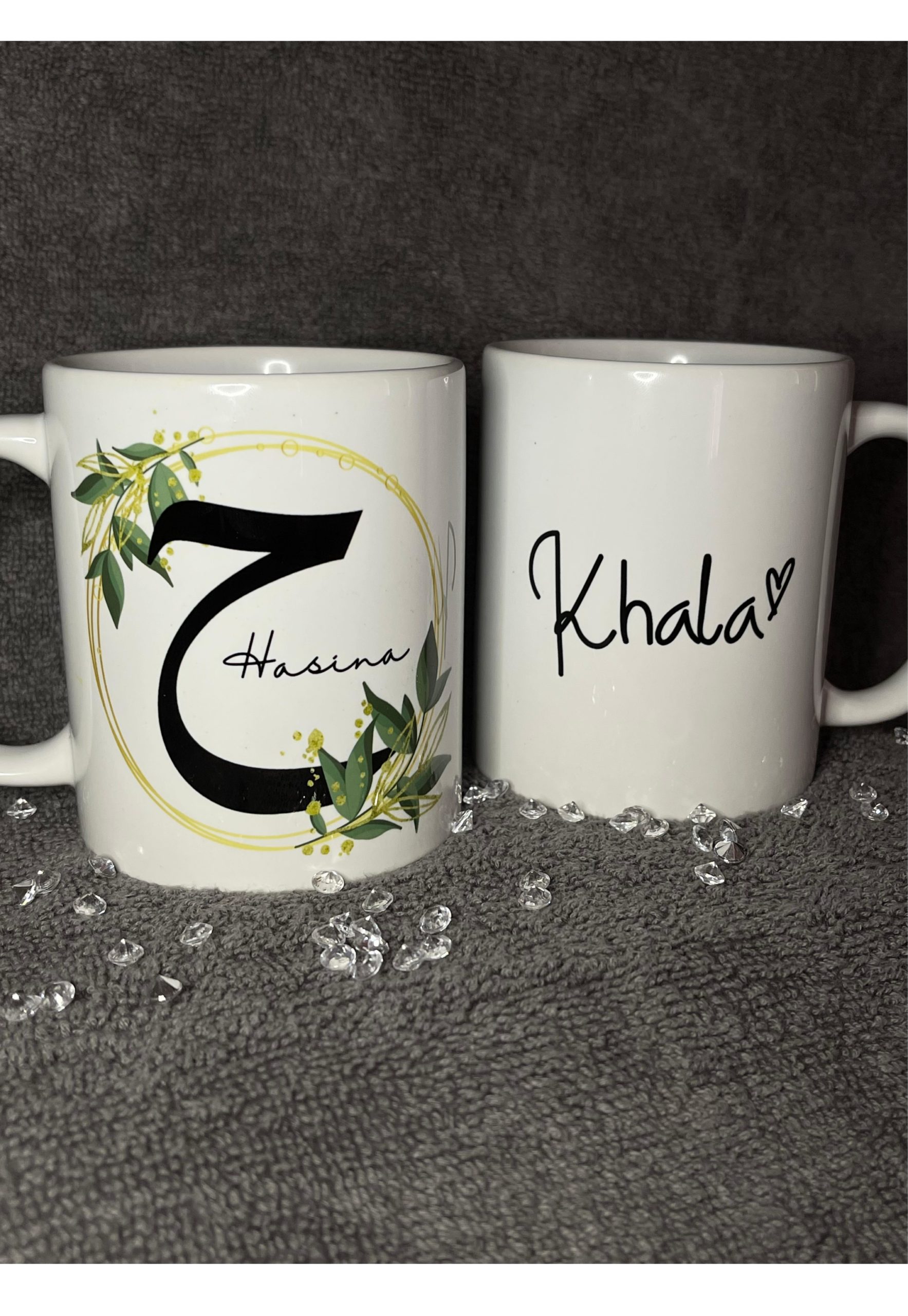 Gold Wreath Initial Mug | Two Sided 11oz