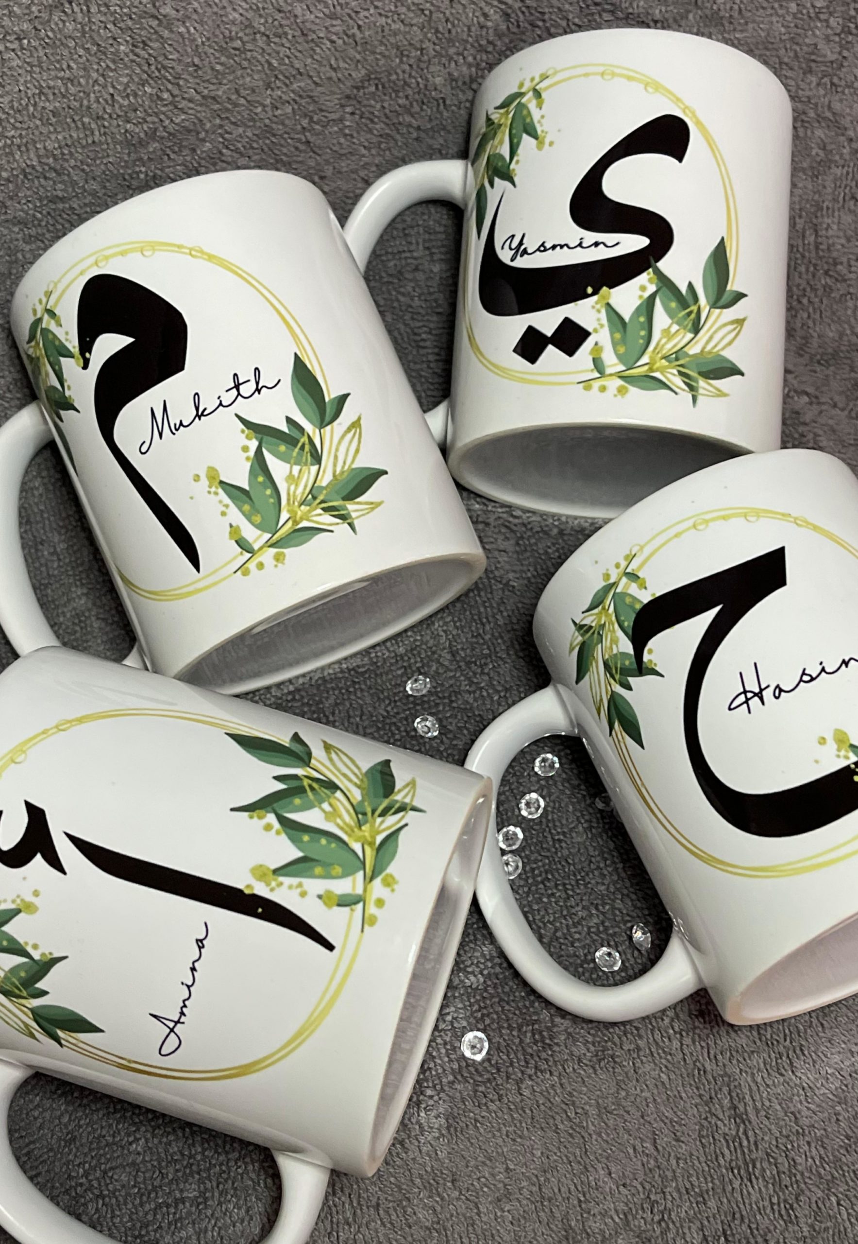 Gold Wreath Initial Mug | One Sided 11oz