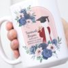 Blue Floral Graduation Mug | 15 oz