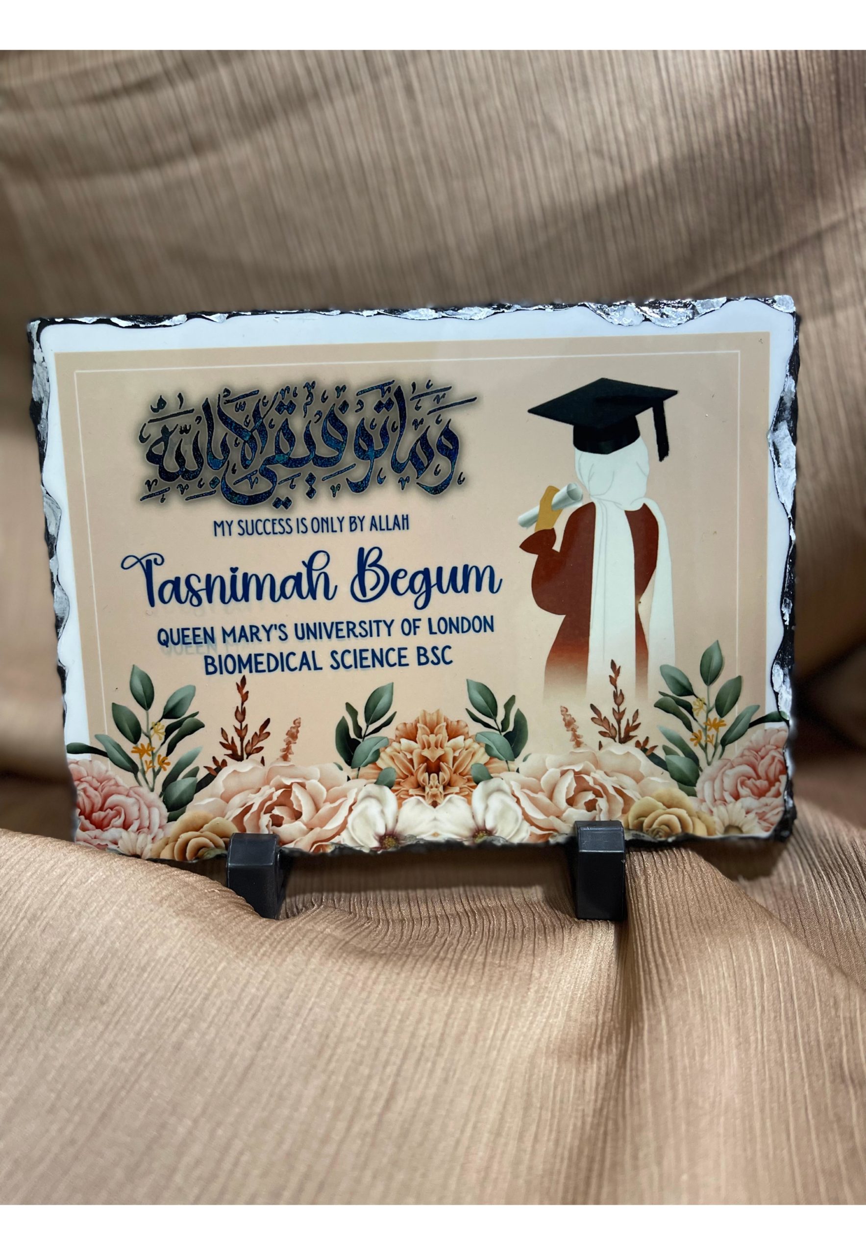Floral Graduation Rock Slate | 20 x 15 cm