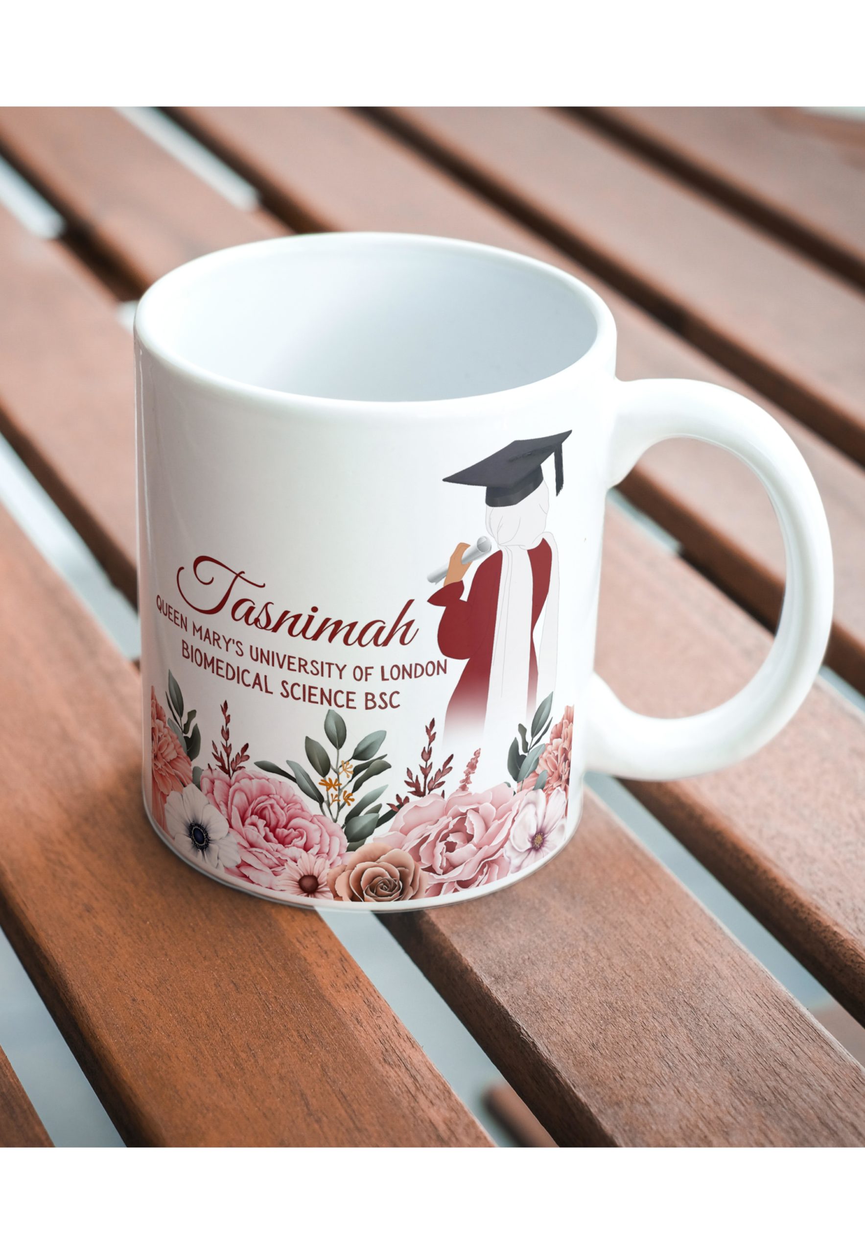 Pink Flower Arrangement Graduation Mug | 11 oz