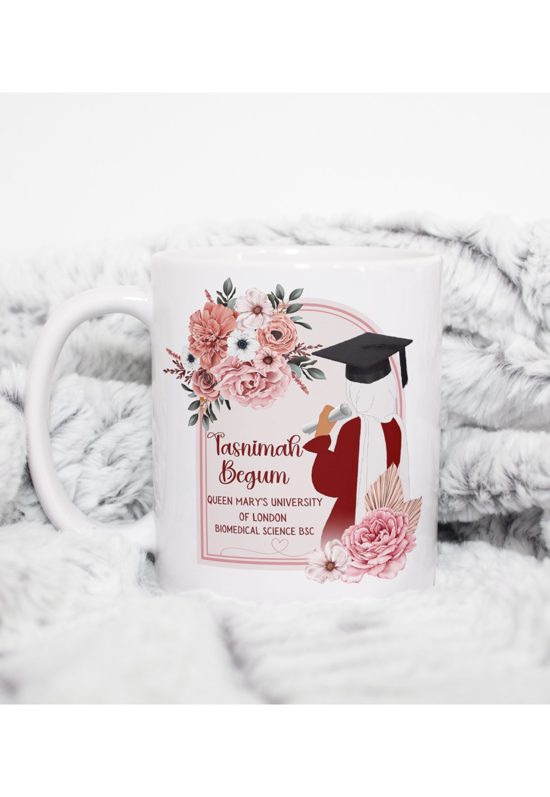 Pink Floral Graduation Mug | 11 oz