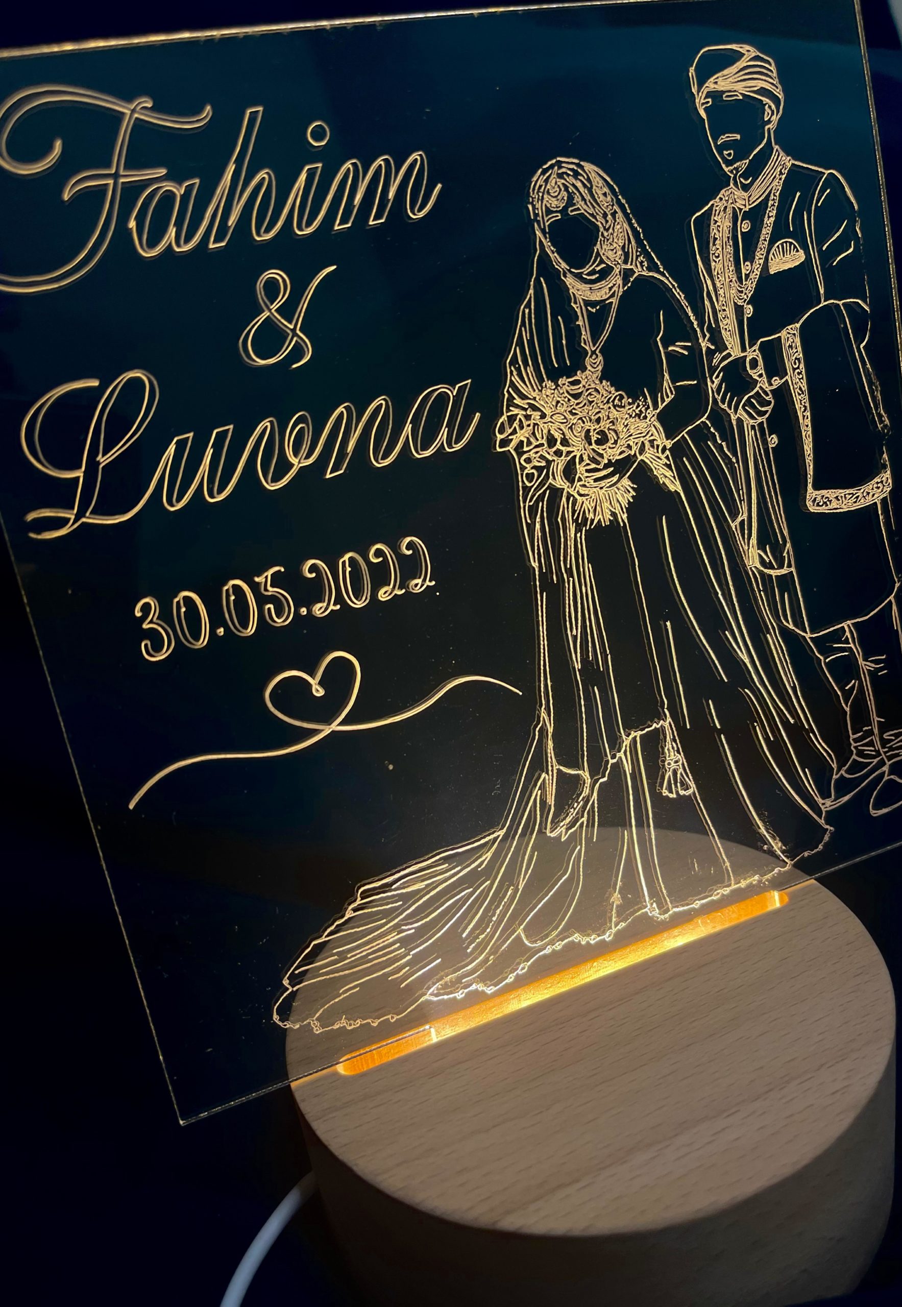 Engraved Wedding LED Light Stand