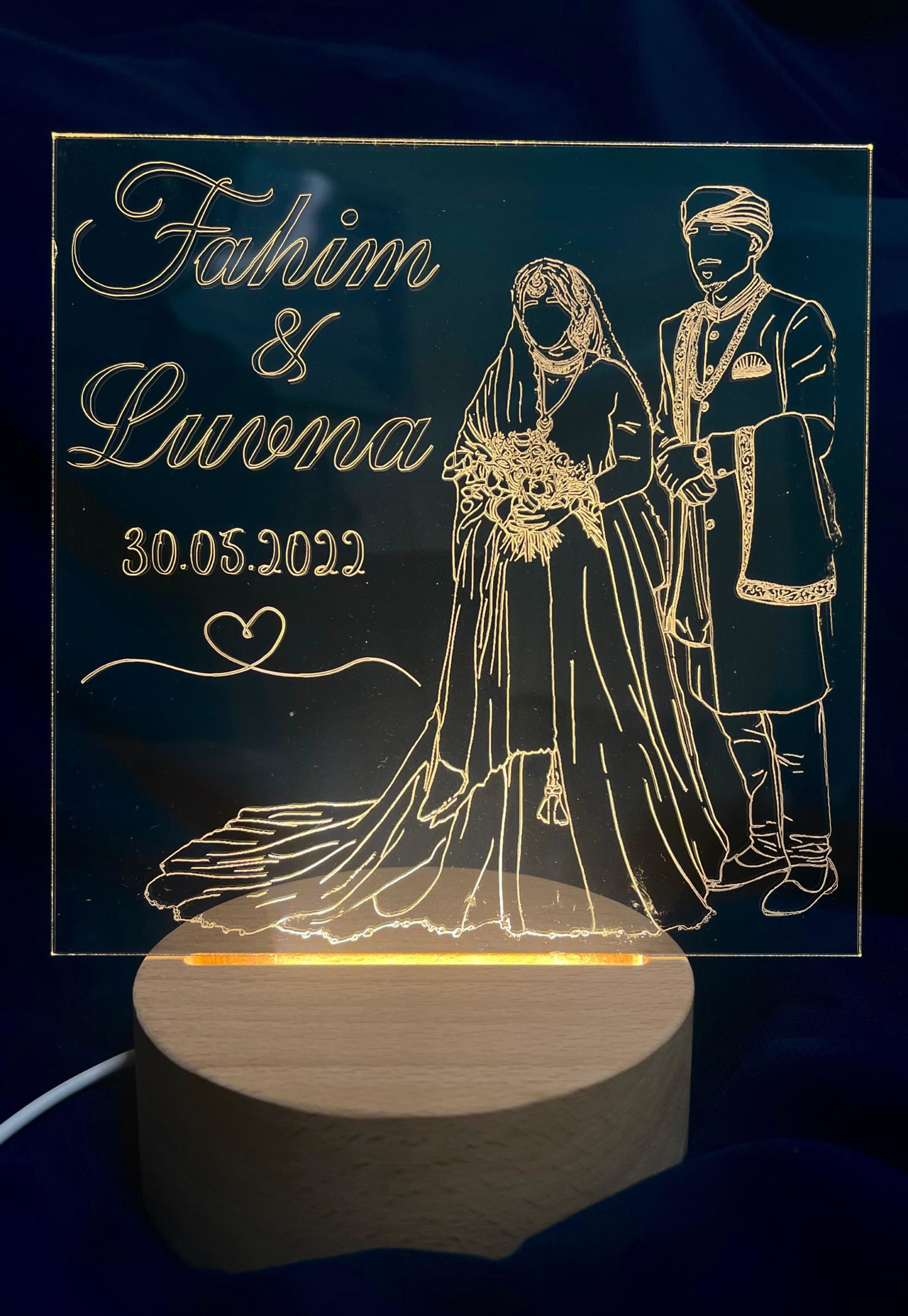 Engraved Wedding LED Light Stand