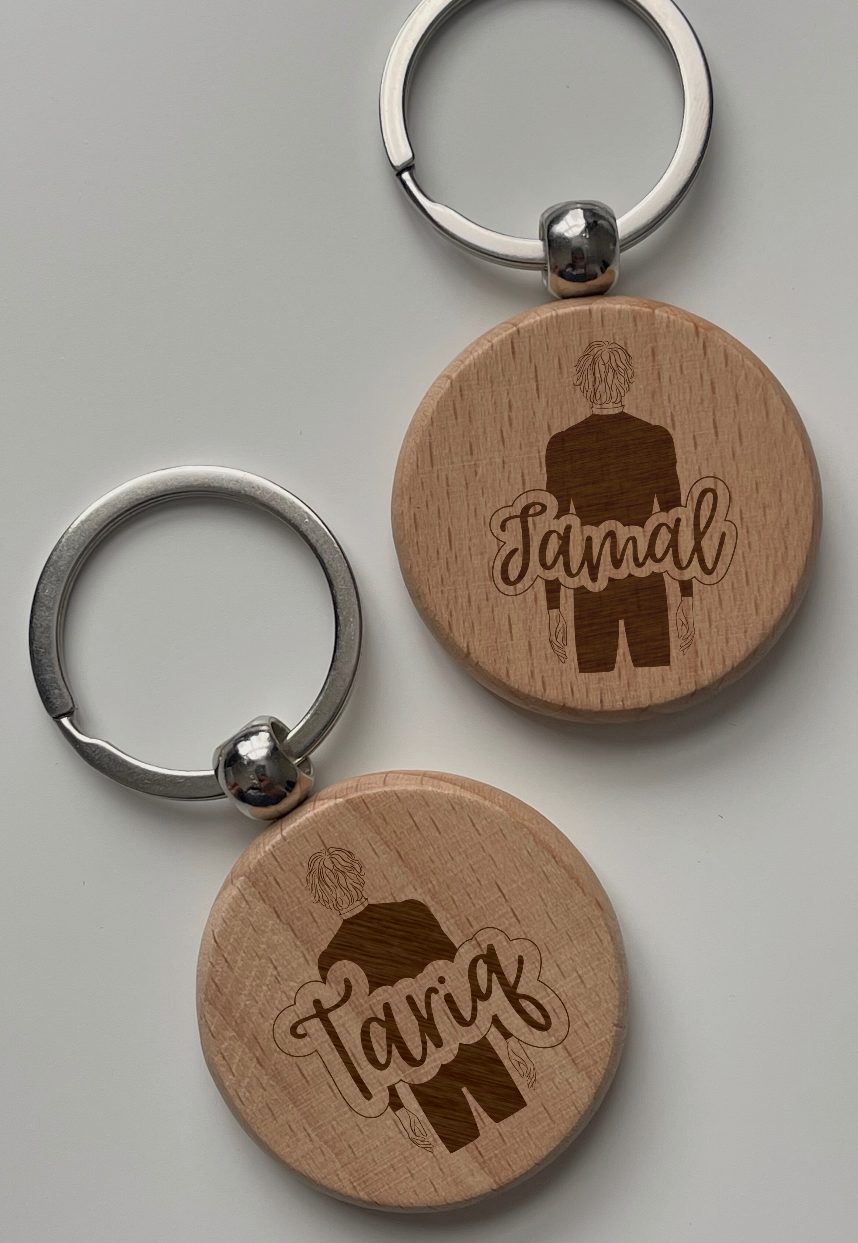 Man Personalised Wooden Keychain