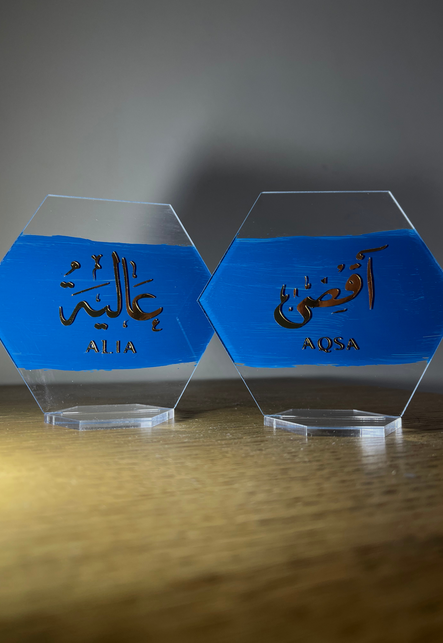 00128 Acrylic Hexagon Name Plaque | Paint Stoke
