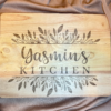Engraved Leaf Print Wooden Chopping Board