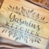 Engraved Leaf Print Wooden Chopping Board