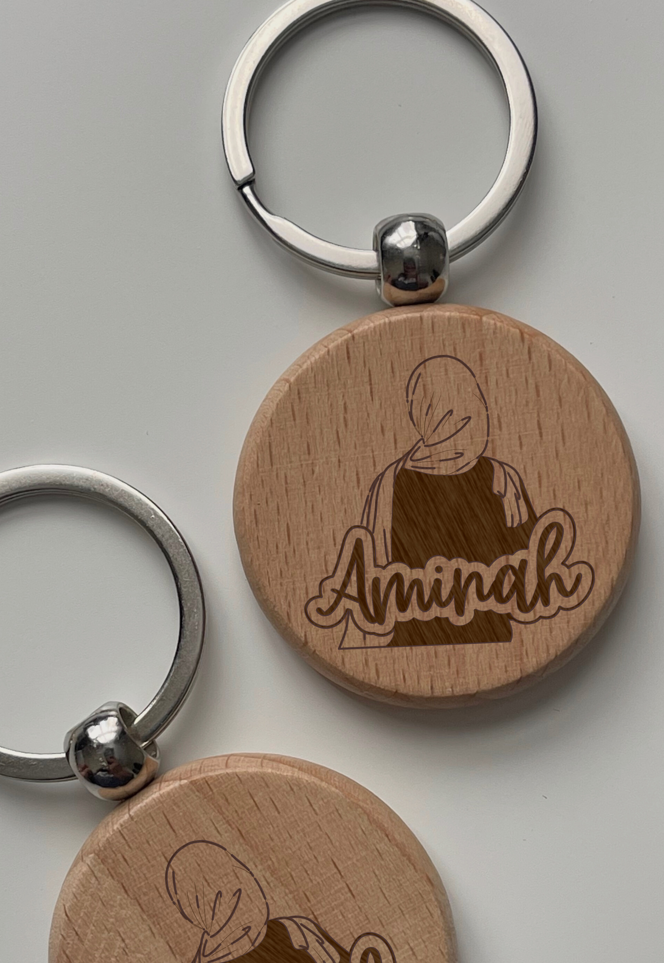 Hijabi Personalised Wooden Keychain