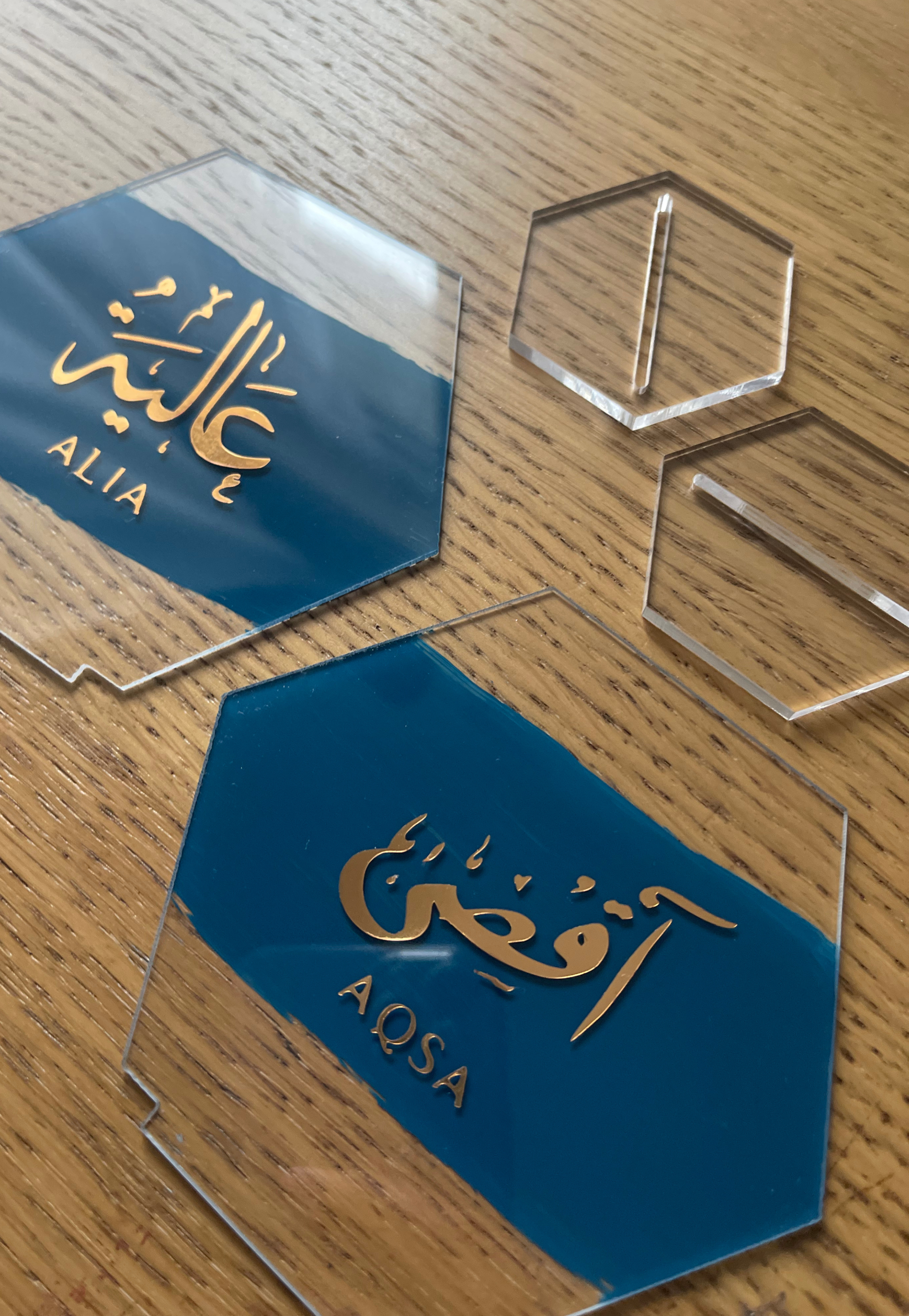 00128-2 Acrylic Hexagon Name Plaque | Paint Stoke