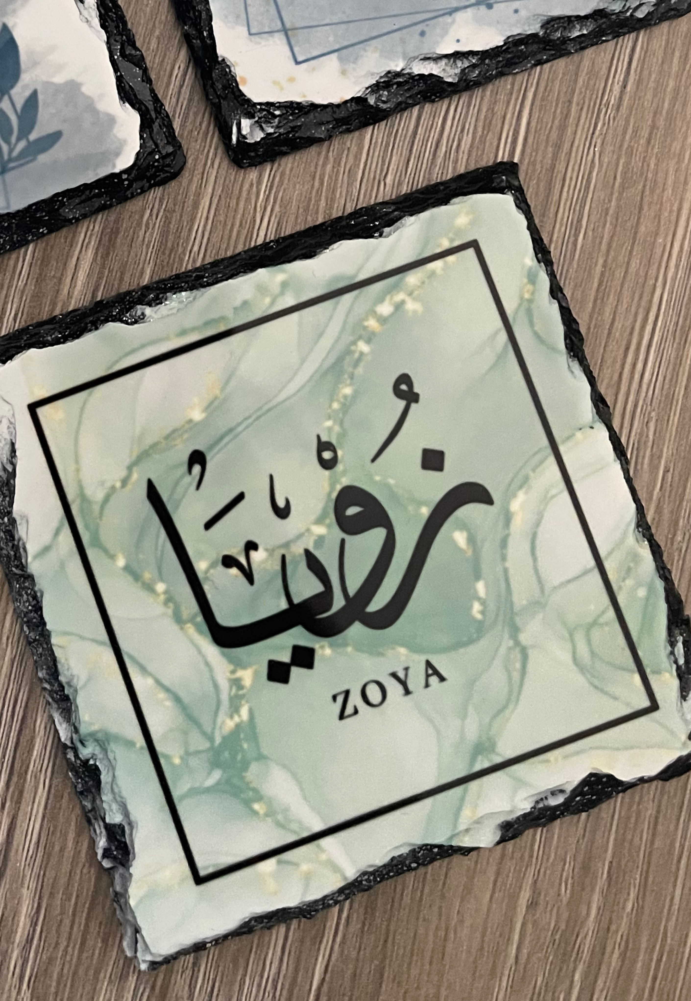 Personalised Alcohol Ink Slate Plaque | 9 x 9 cm