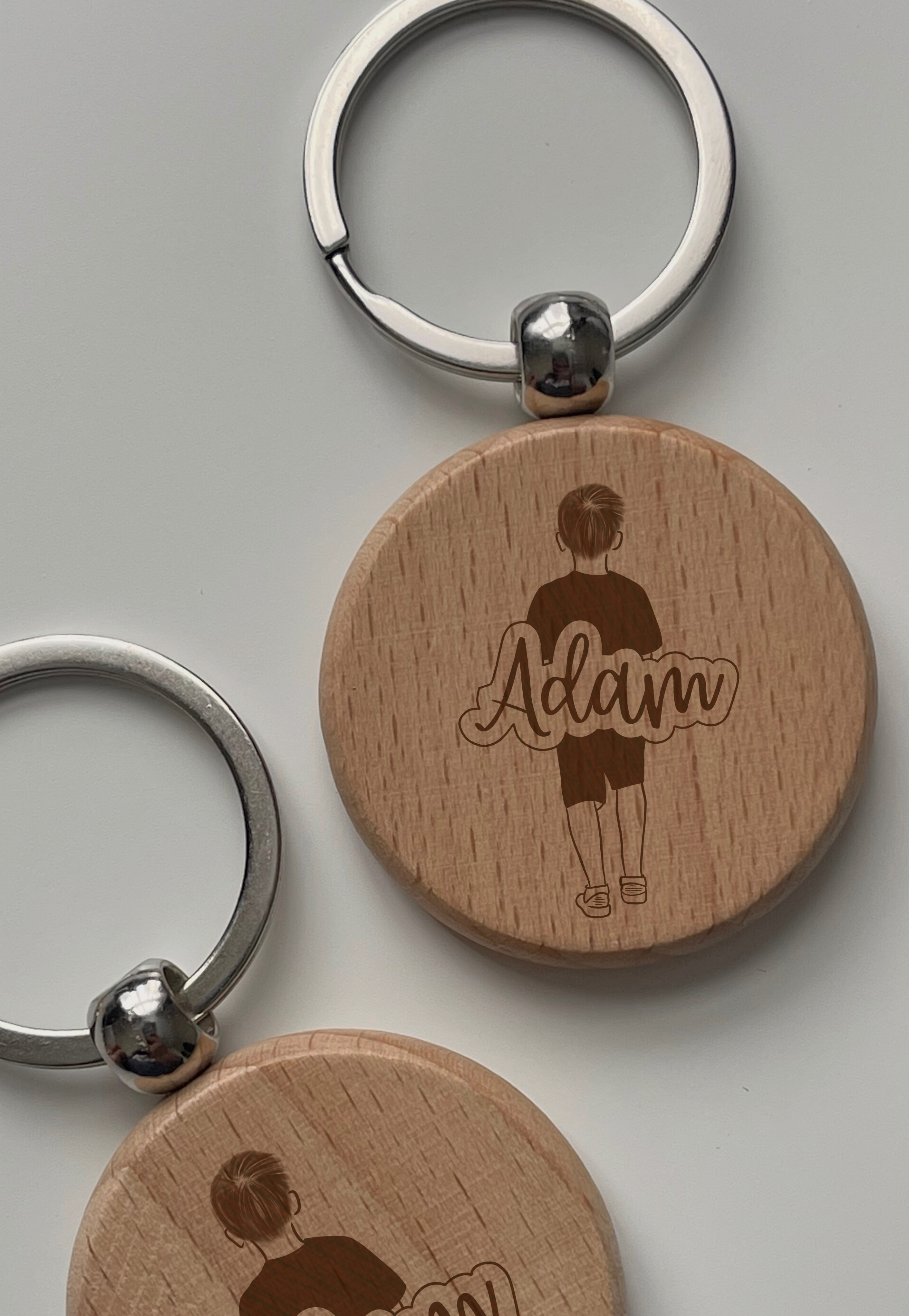 Little Boy Personalised Wooden Keychain