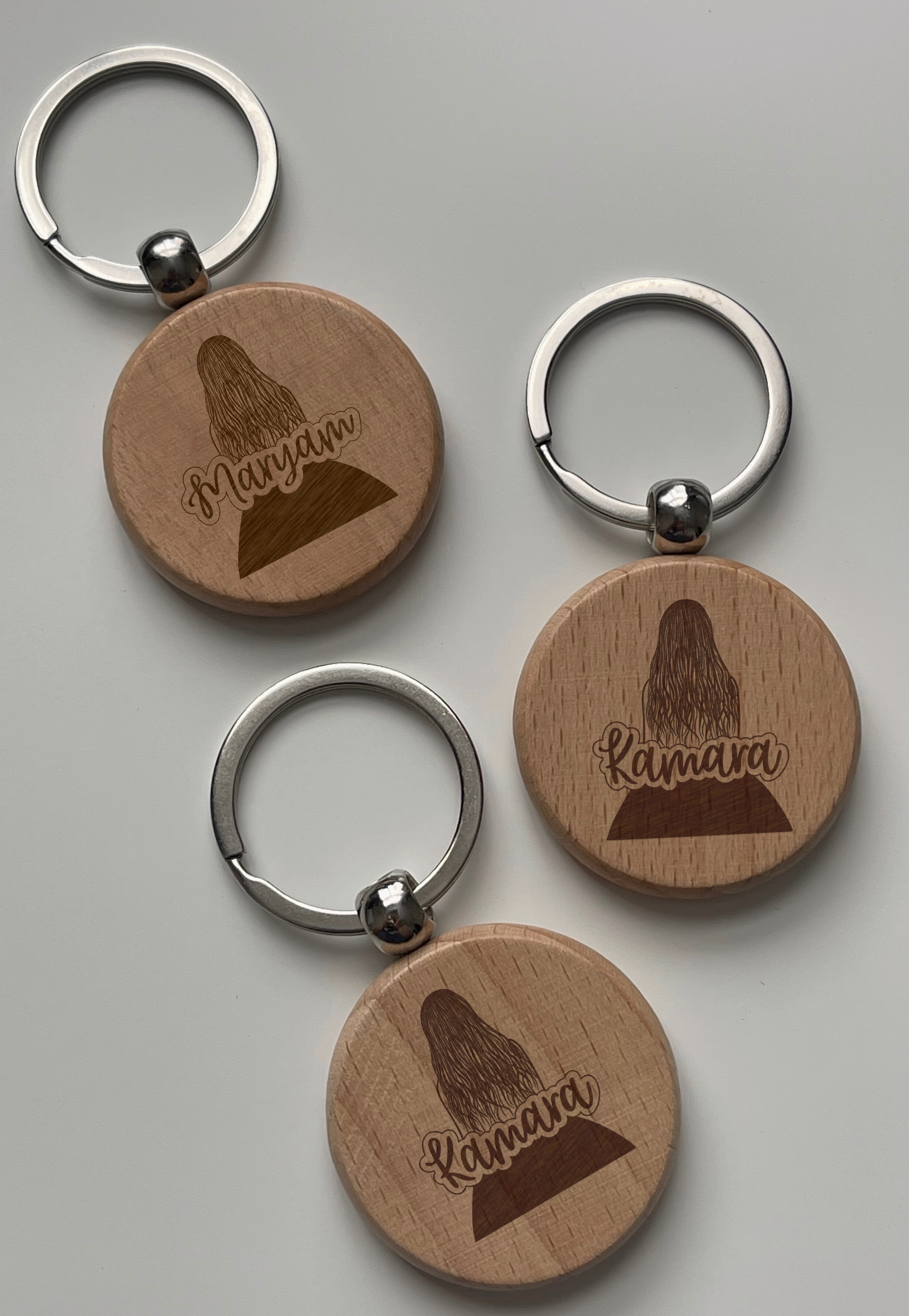 Non-Hijabi Personalised Wooden Keychain
