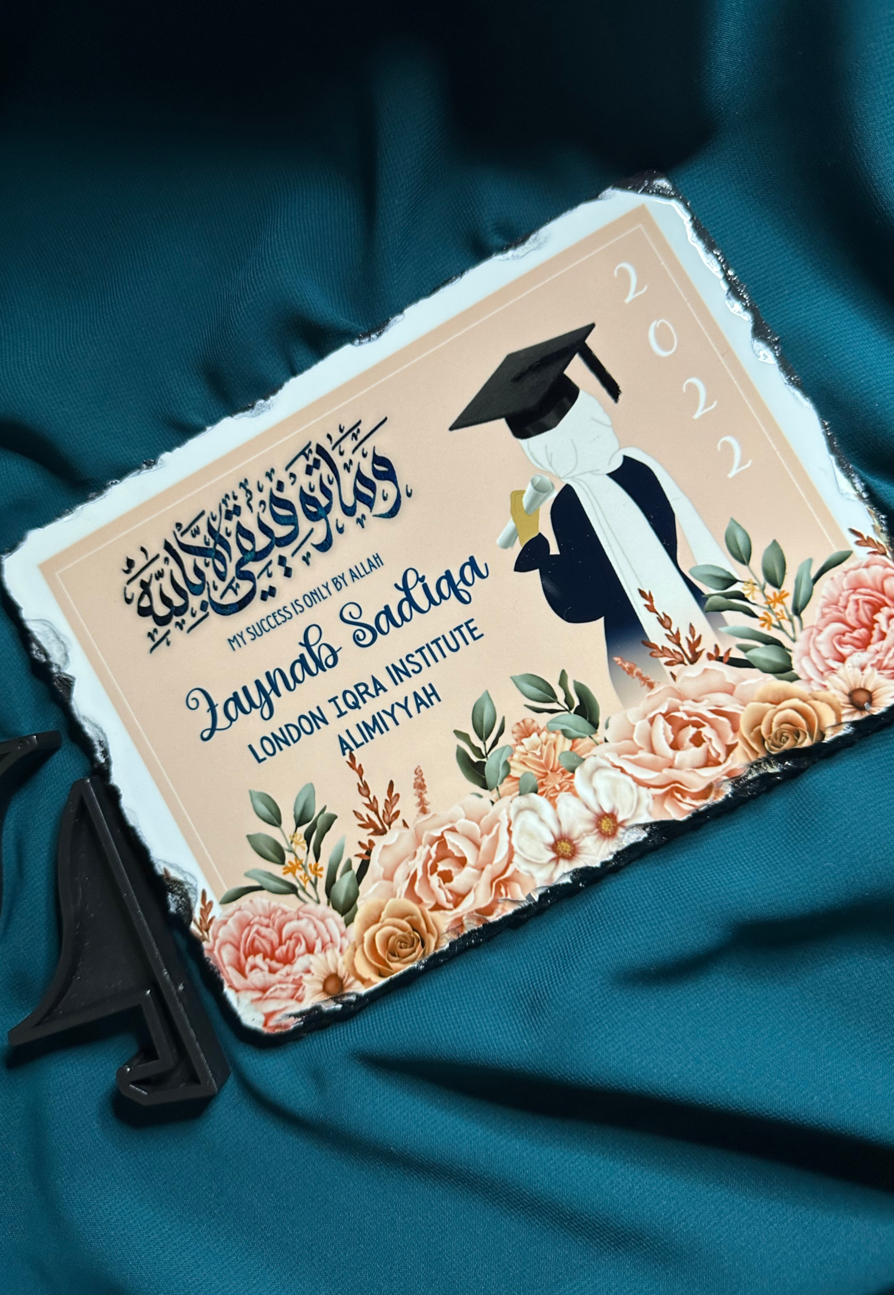Floral Graduation Rock Slate | 20 x 15 cm