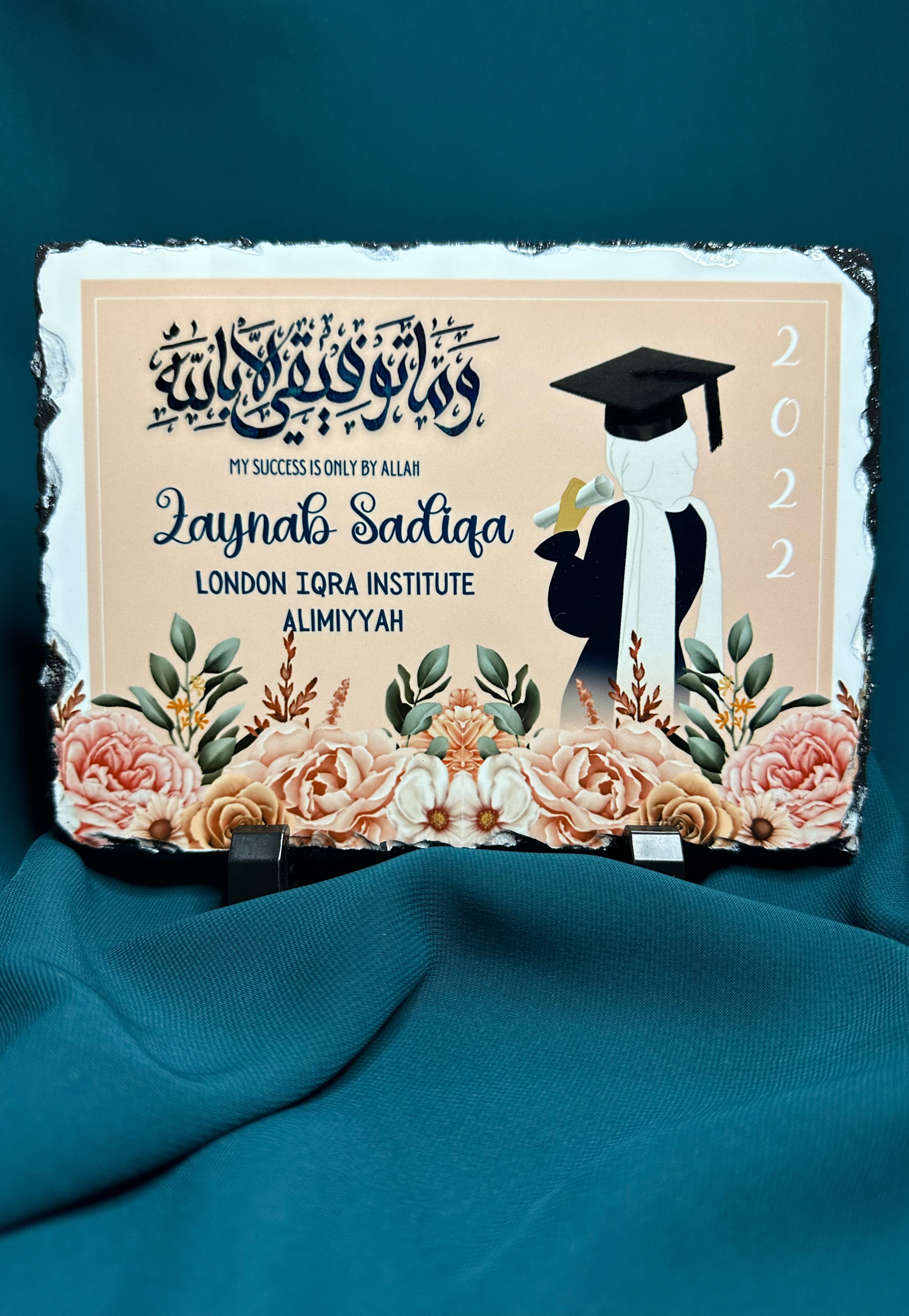 Floral Graduation Rock Slate | 20 x 15 cm
