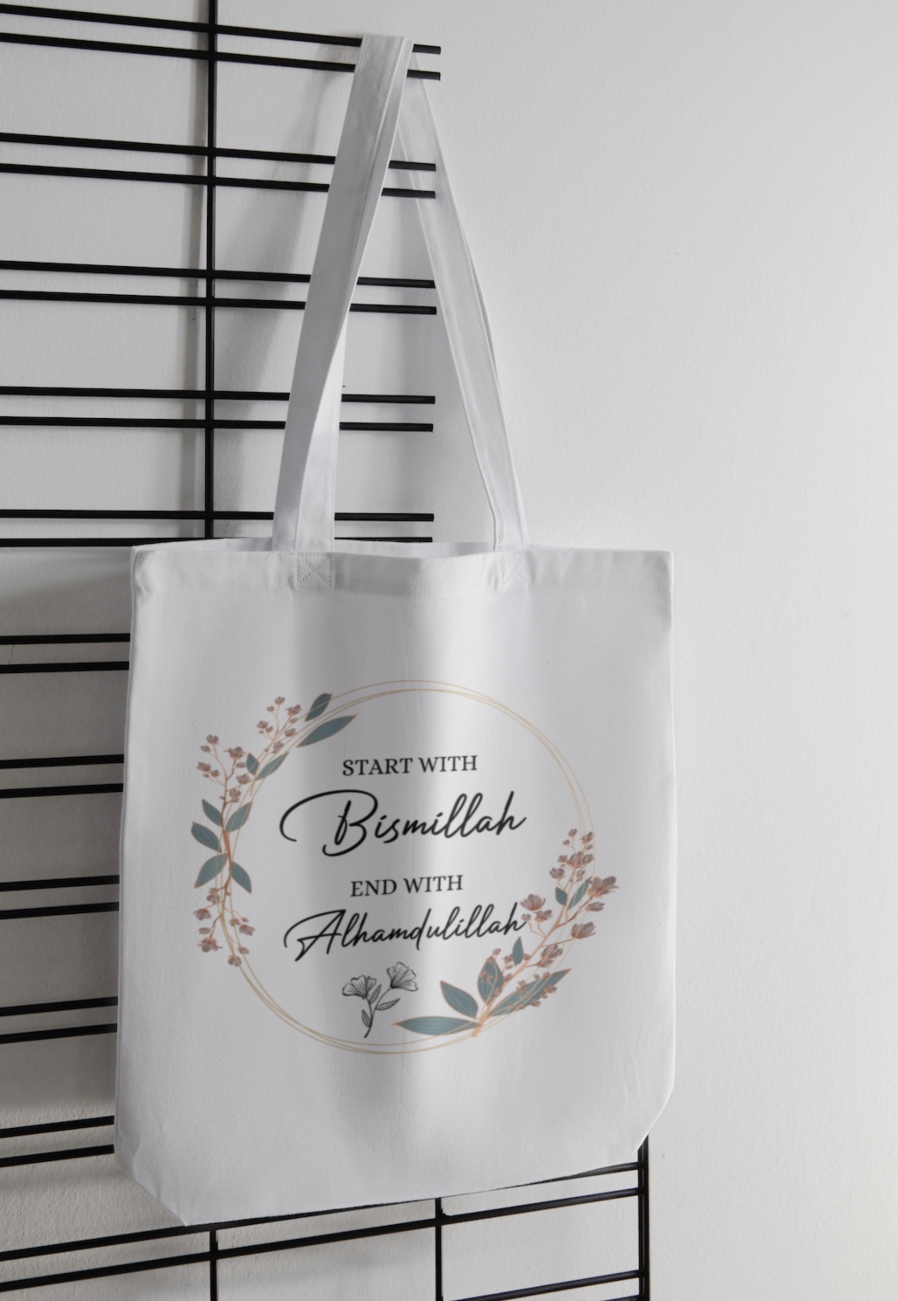 Floral Start with Bismillah...Tote Bag
