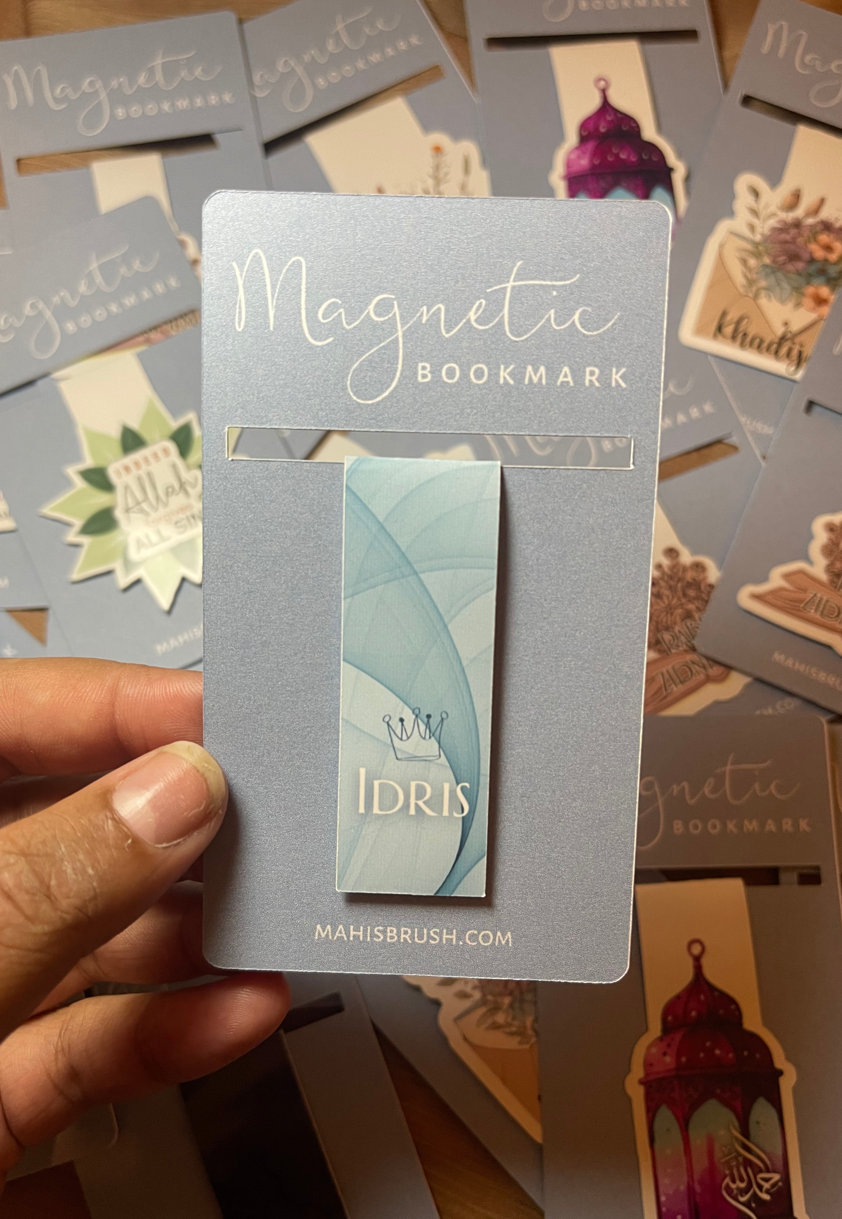 Abstract Blue Personalised Magnetic Bookmark