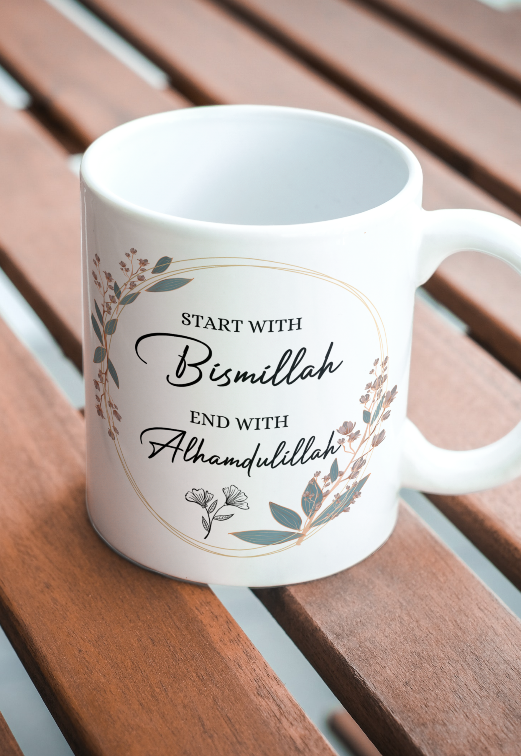 Floral Start with Bismillah... Mug | 11oz