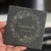 Personalised Floral Wreath Engraved Slate | 10 x 10 cm