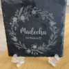 Personalised Floral Wreath Engraved Slate | 10 x 10 cm