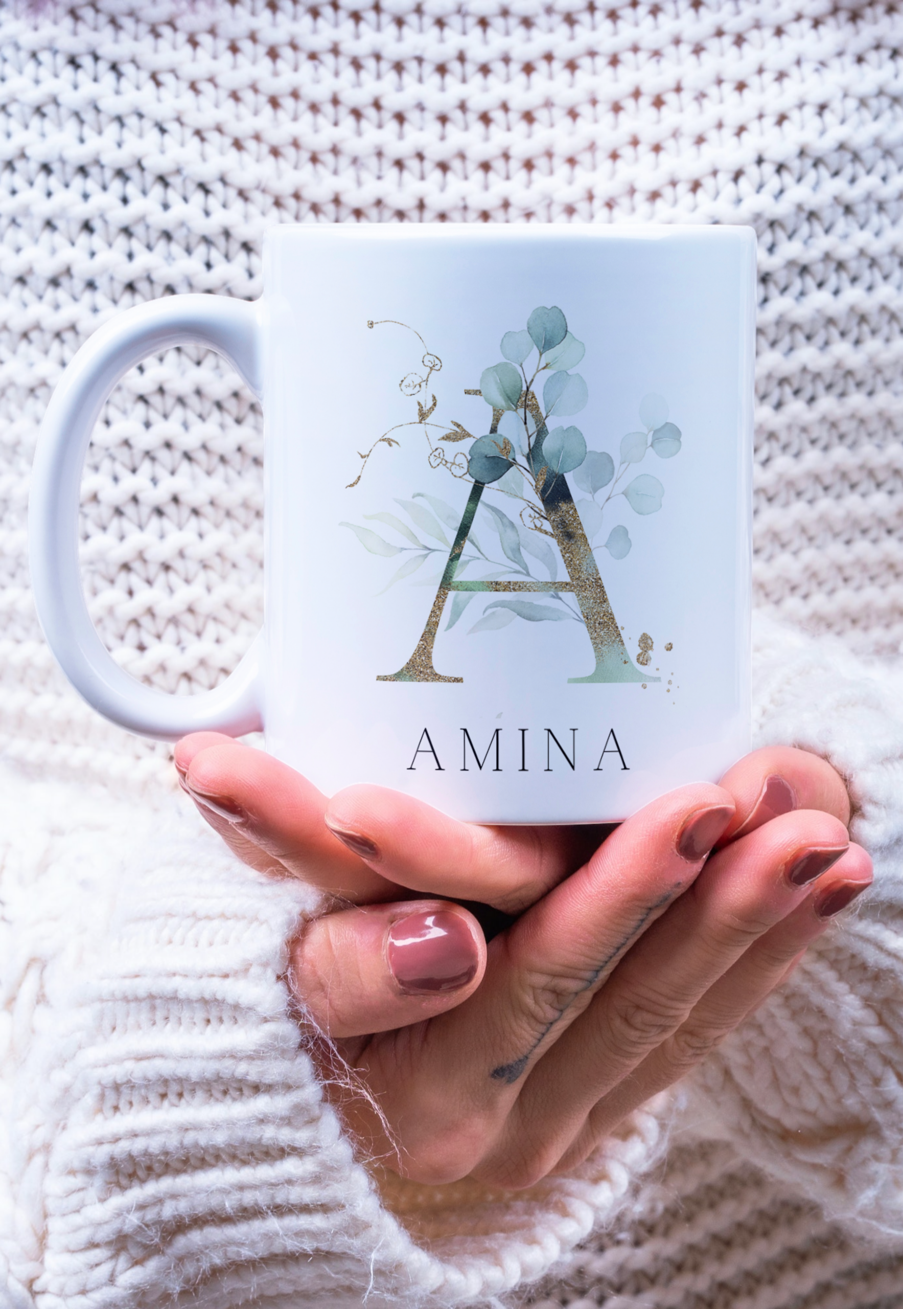 Personalised Green Initial Standard Mug | 11oz