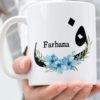 Blue Floral Arabic Initial Mug | 11 oz