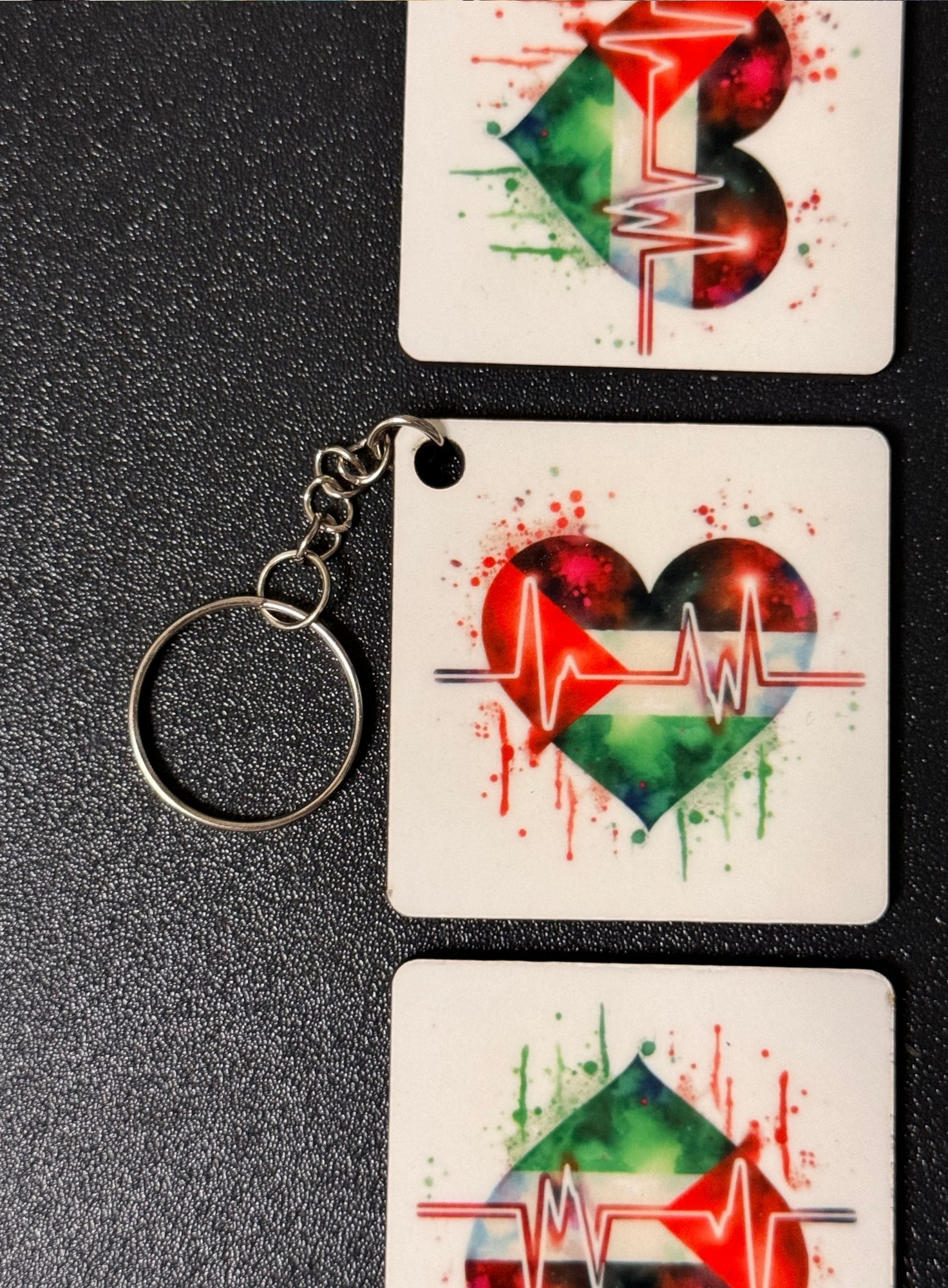 Palestine Inspired Electric Heart Keychain