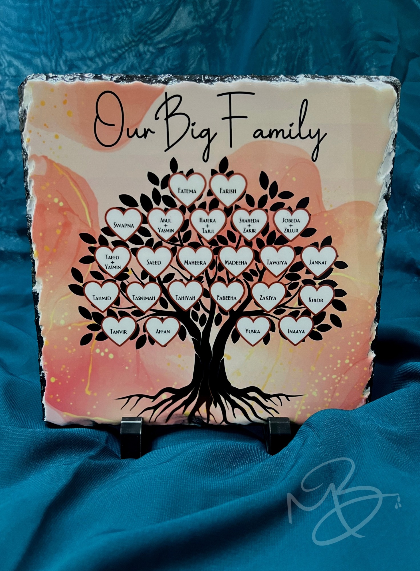 00176-1 "Our Big Family" Family Tree Rock Slate | 20 x 20 cm