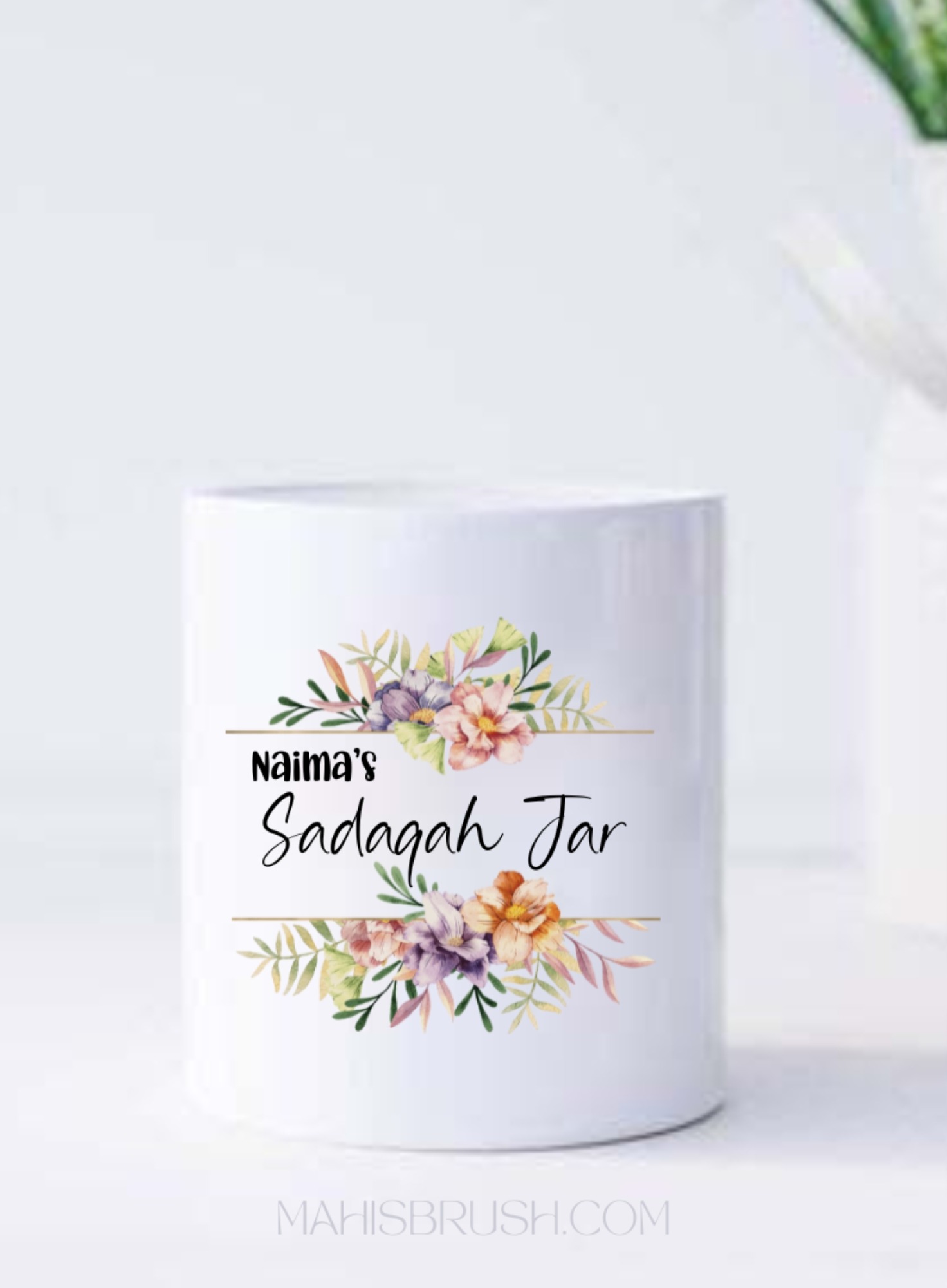 00178 Personalised Floral Sadaqah Jar