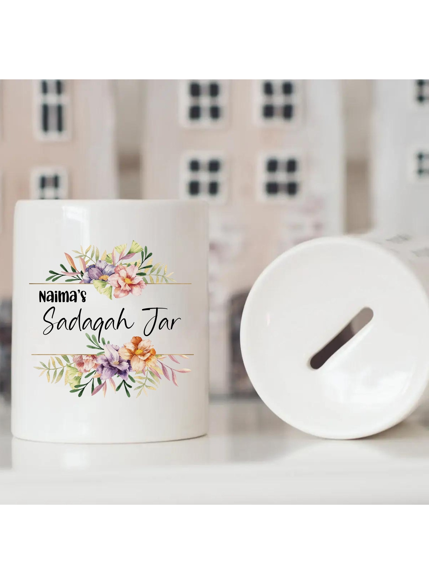 00178-1 Personalised Floral Sadaqah Jar