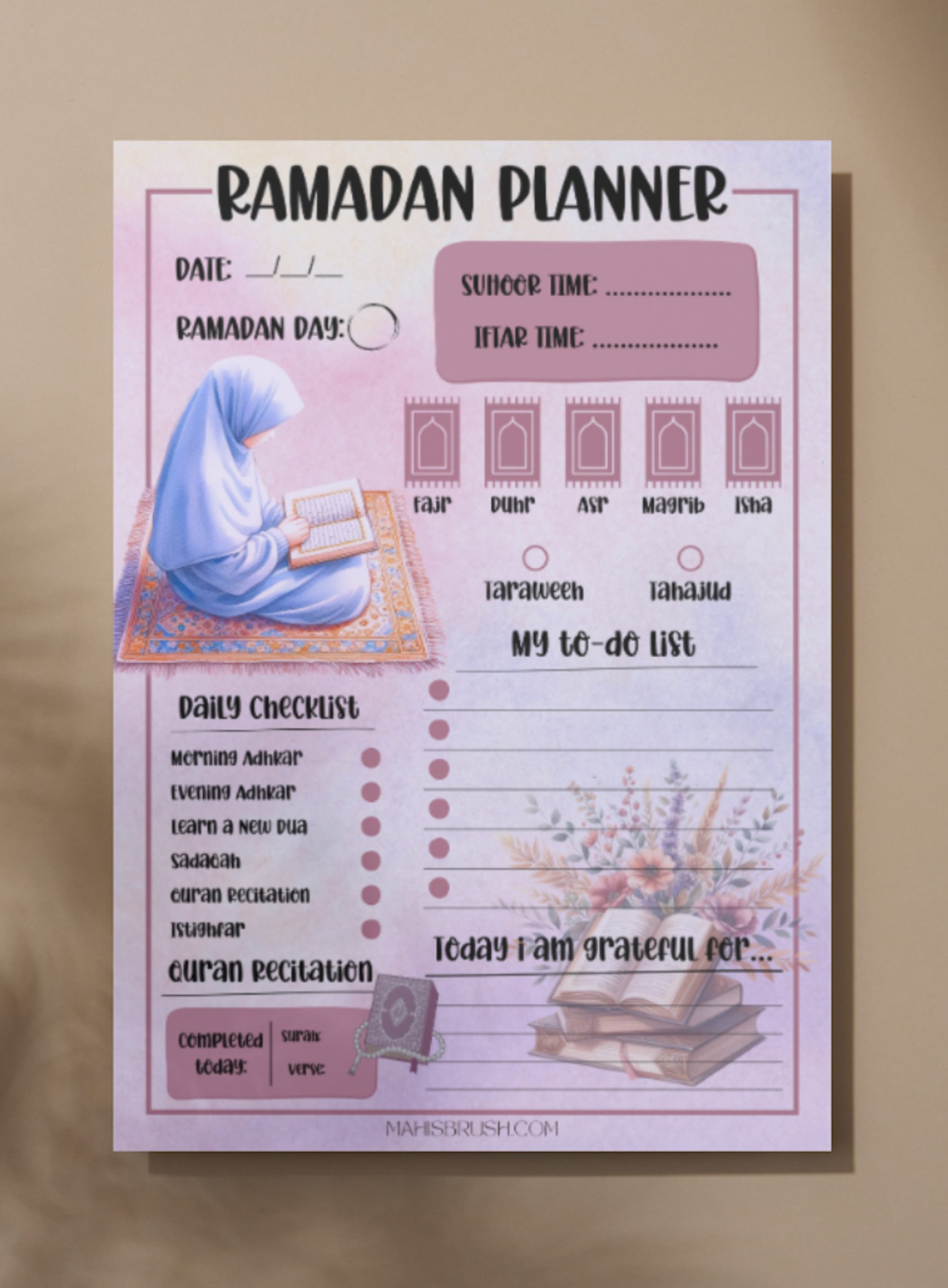 Ramadan Planner Notepad | Pink