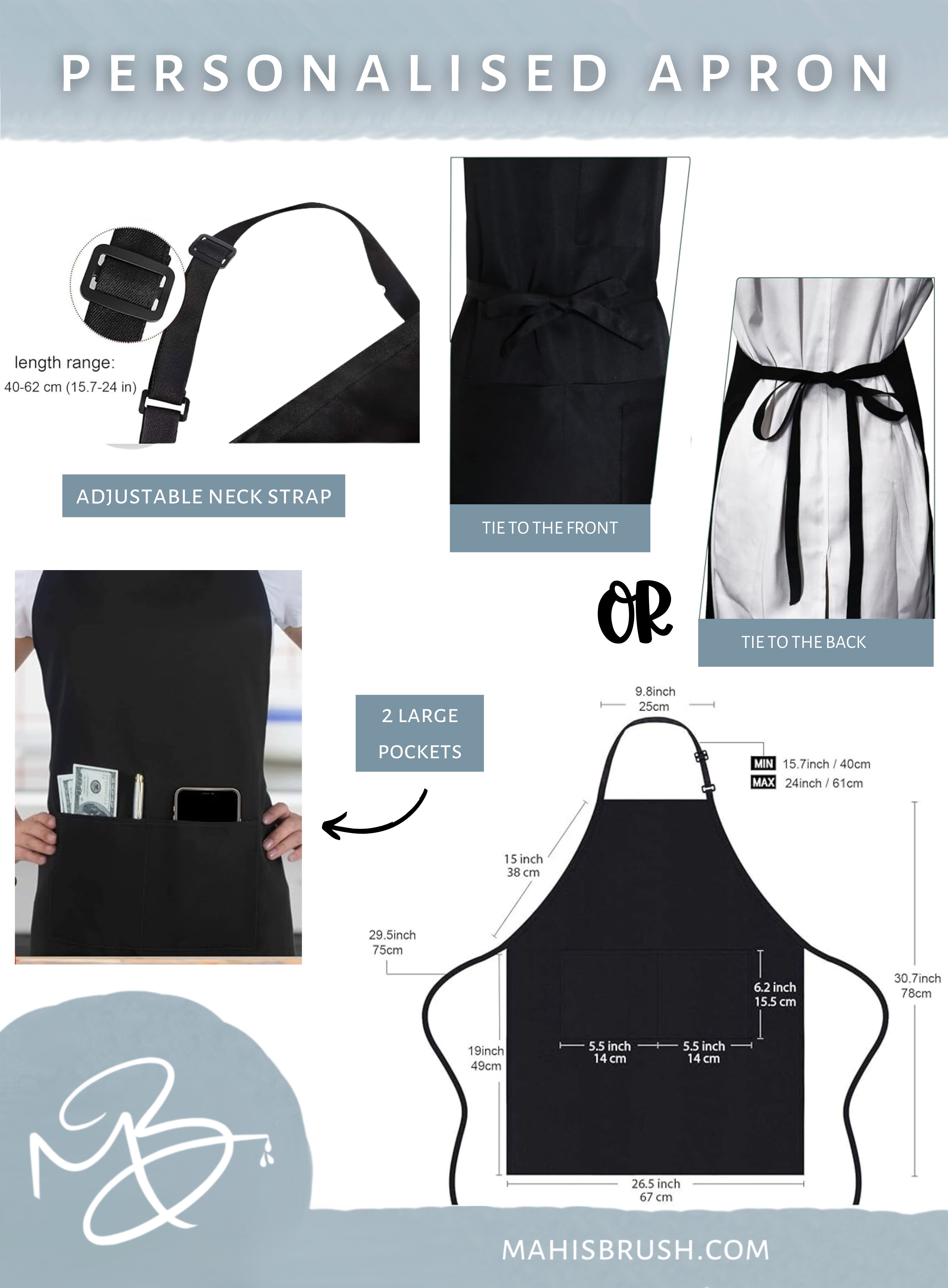 Personalised Chef Apron | 2 Pockets