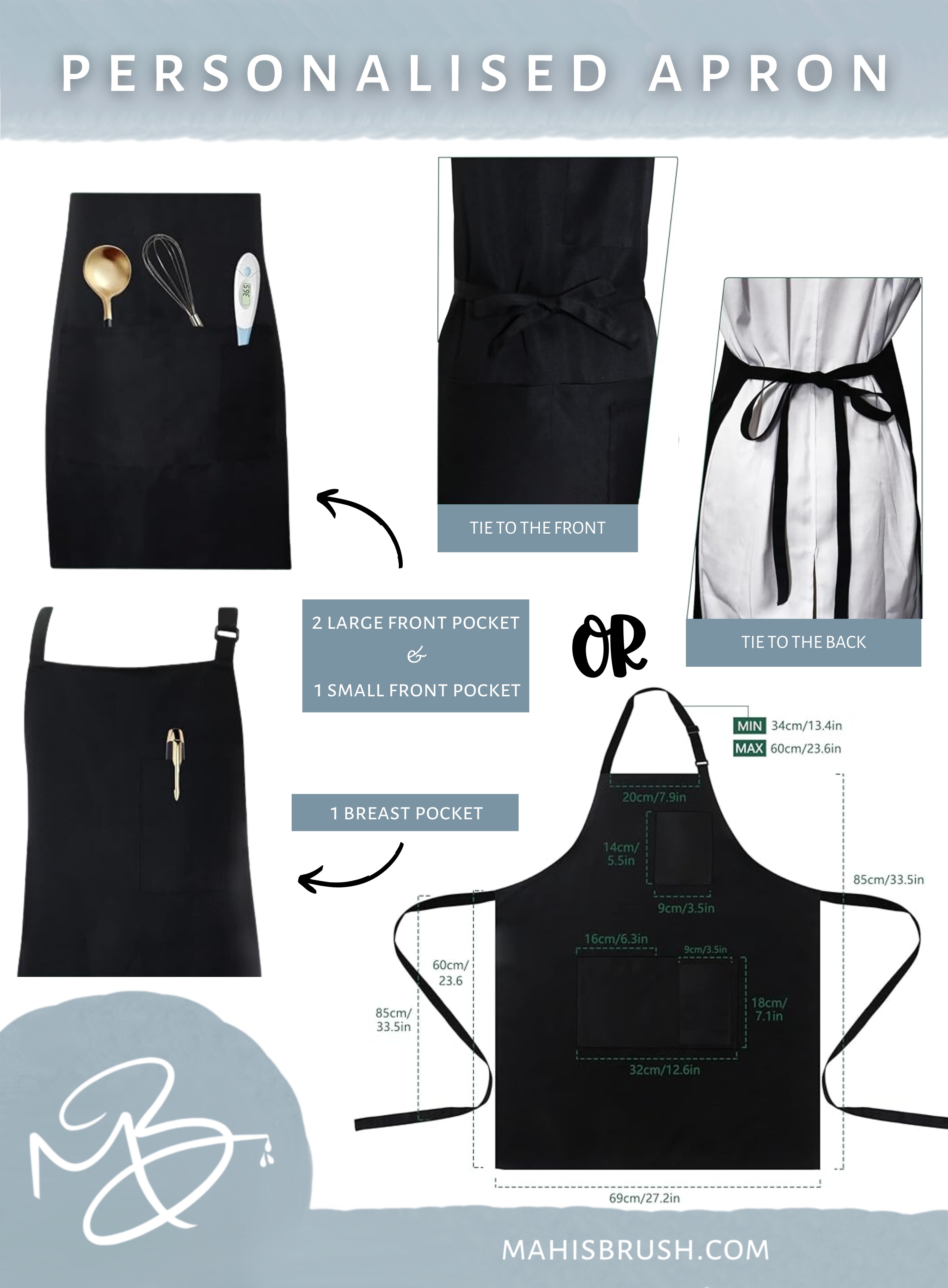 Personalised Chef Apron | 4 Pockets